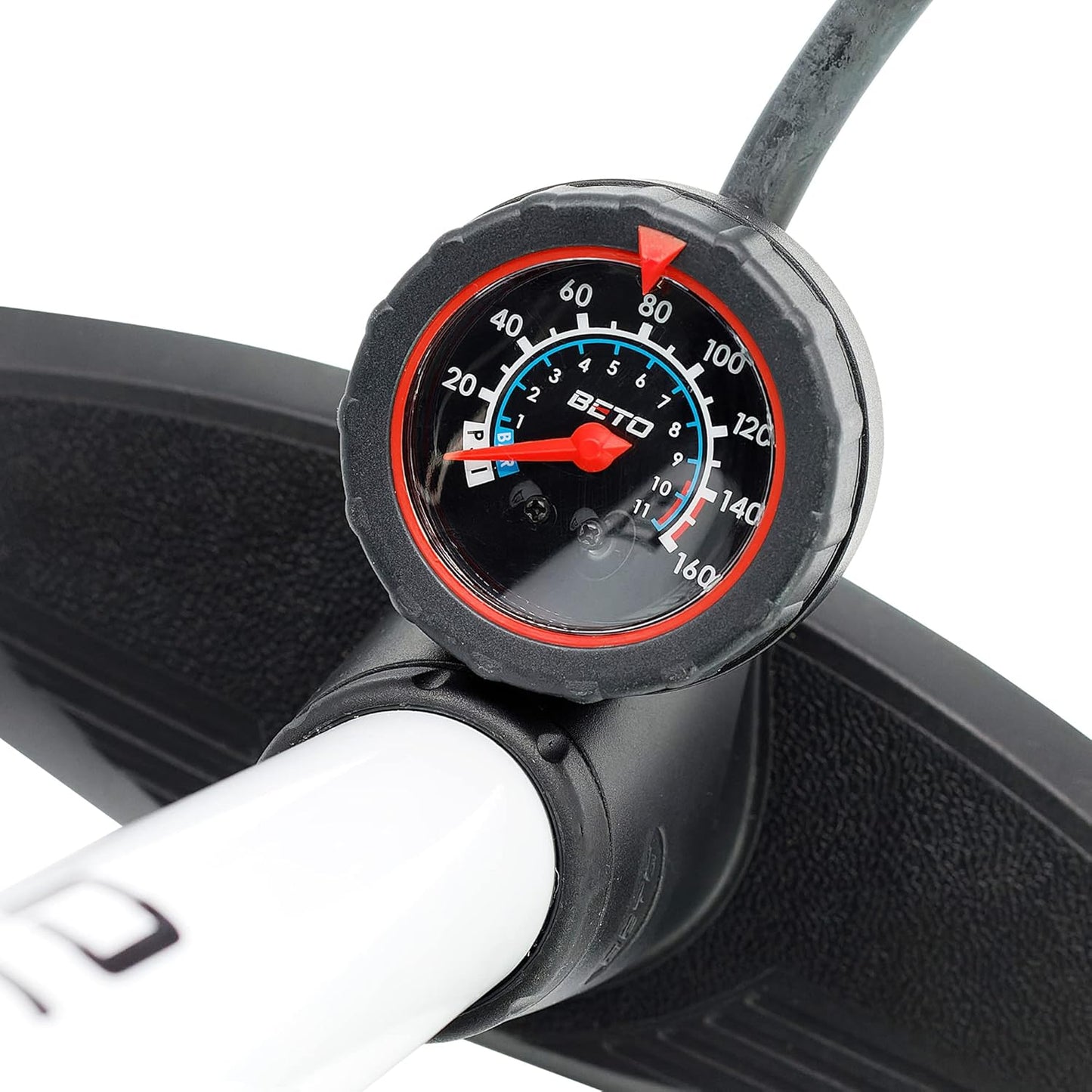 Velo-Standpumpe mit Manometer, Weiss = Mit rundem Manometer