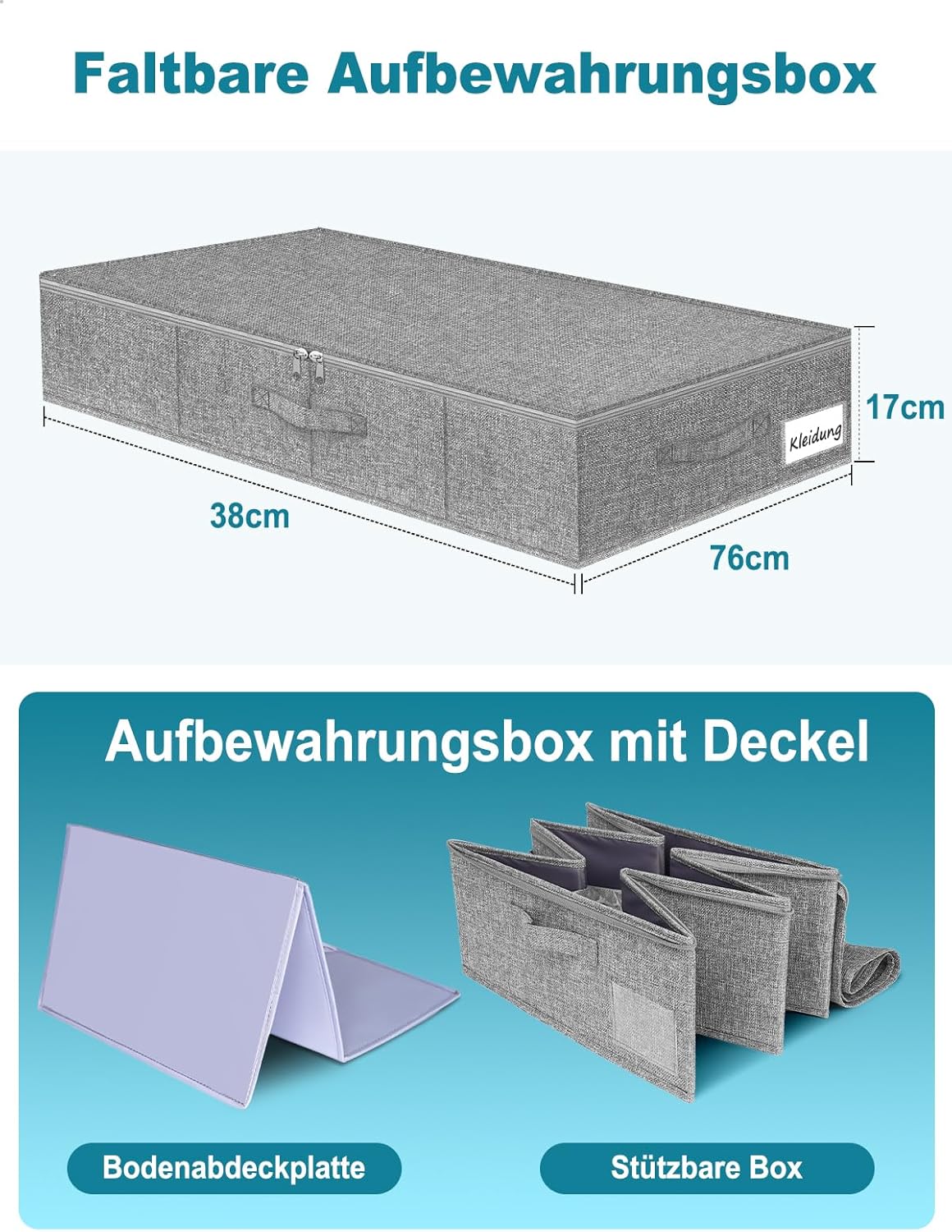 Unterbett Aufbewahrungsboxen, Grau 2
