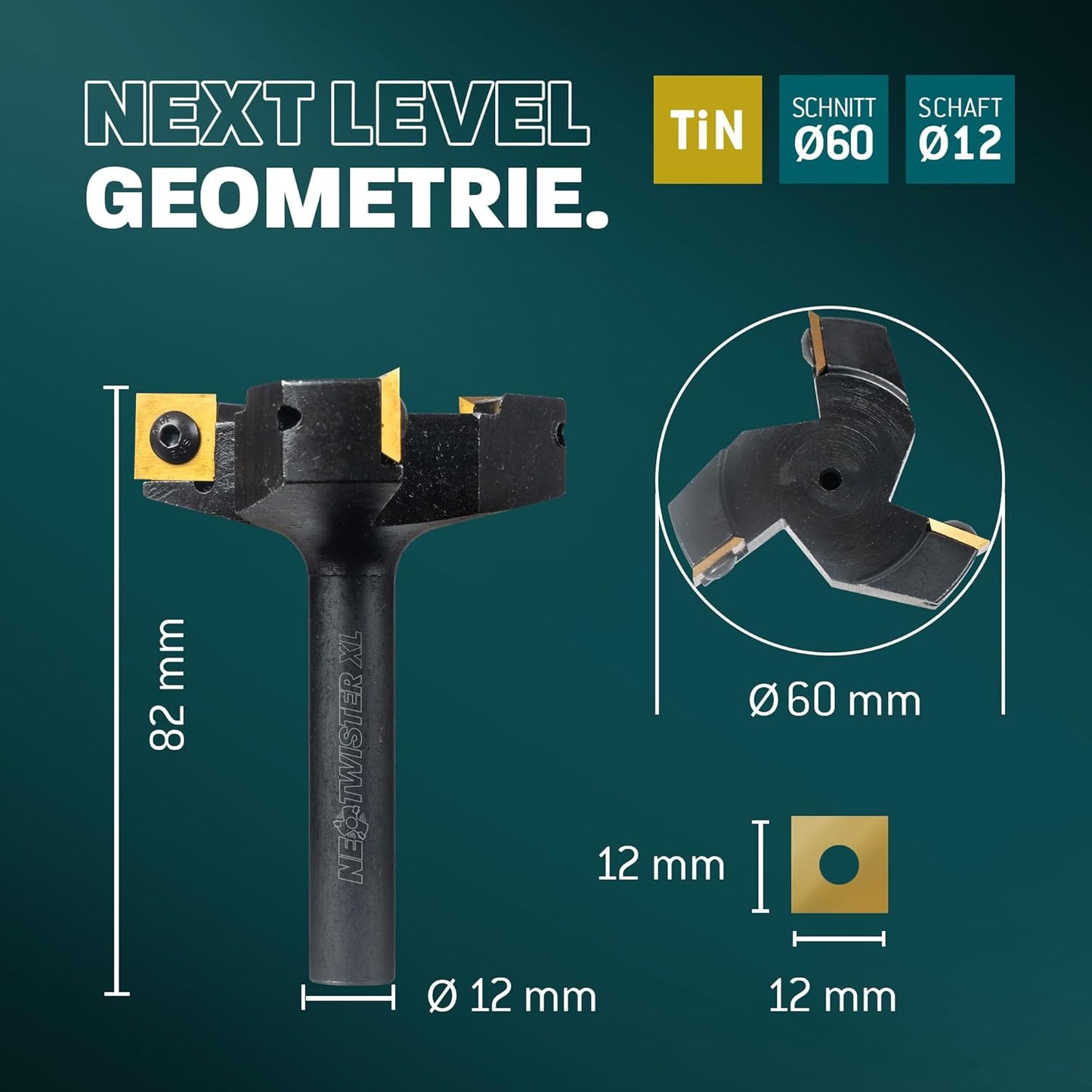 NeoTwister Planfräser für Oberfräse, Planfräser "NeoTwister" Ø 60 mm