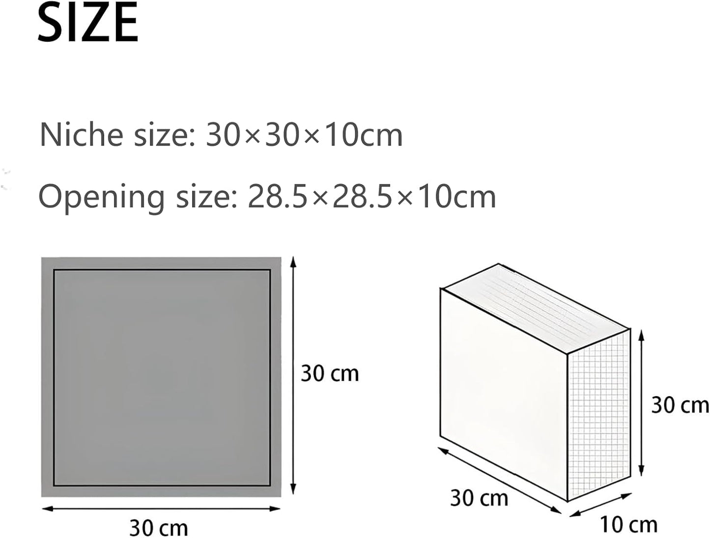 Duschnische Edelstahl Einzelregal 30x30x10cm, 30×30cm Schwarz