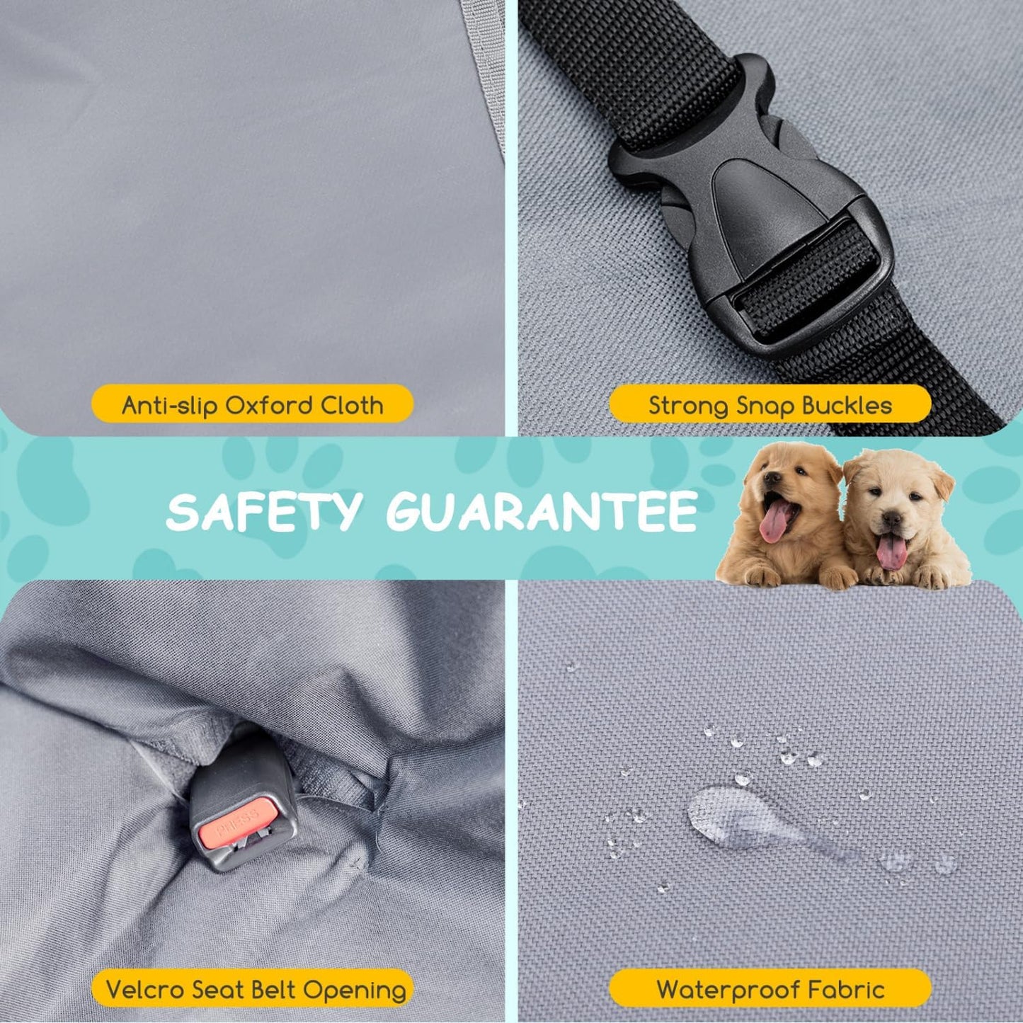 Wasserfeste Autoschondecke für Hunde, Grau