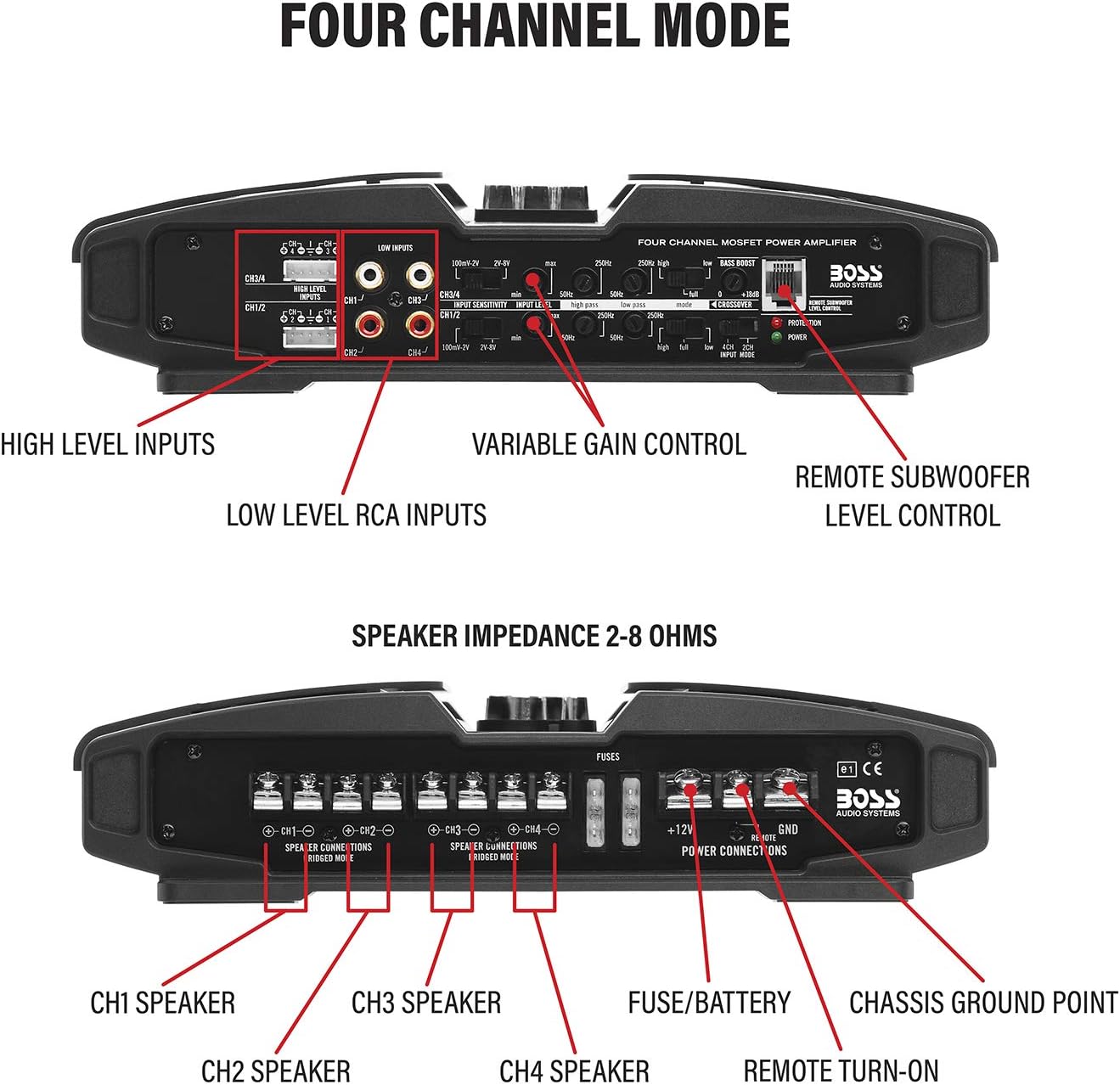 Auto Verstärker 4-Kanal, 1800 Watt, 1800 Watt 4-Kanal