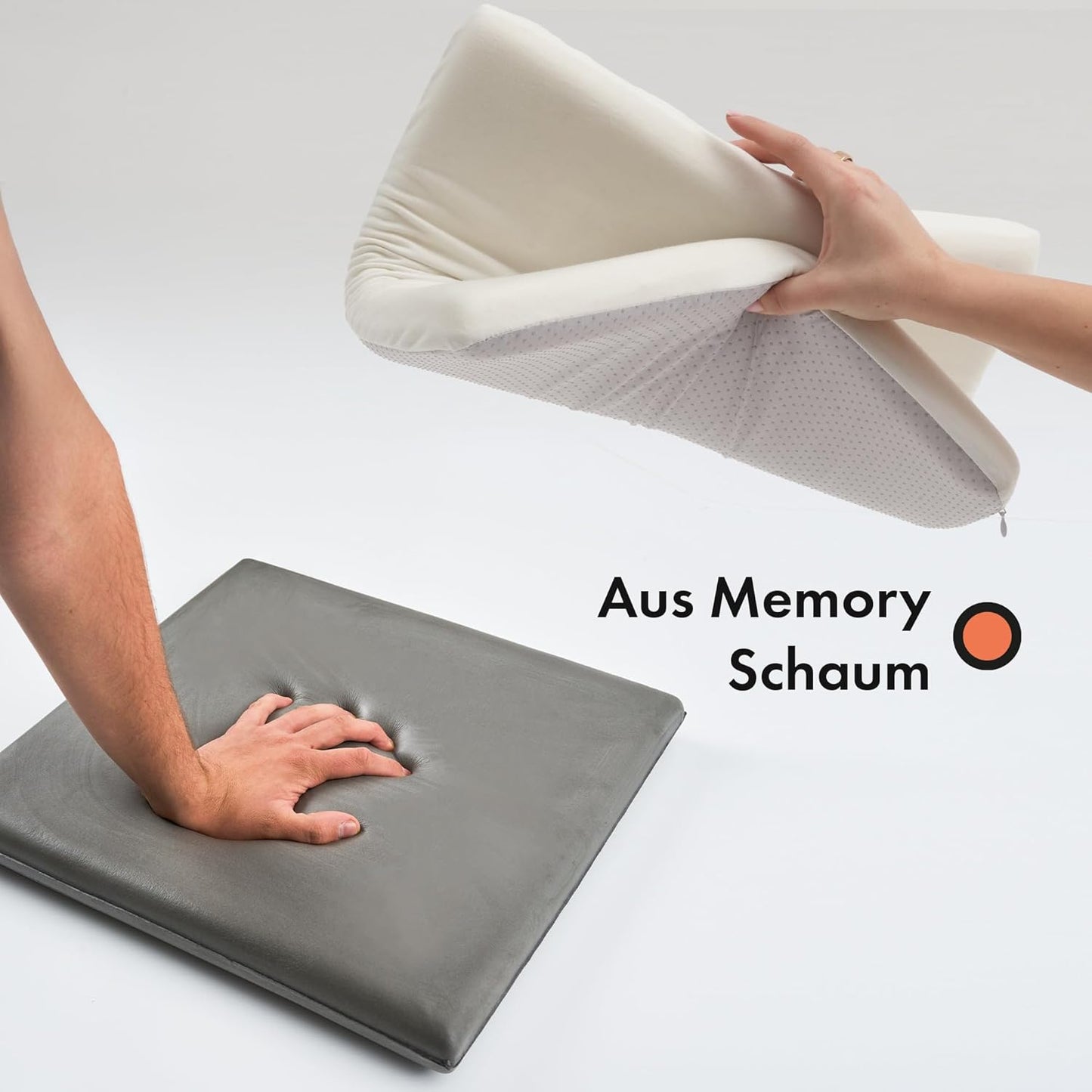 Memory-Foam Sitzkissen-Set (2 Stück, 40x40 cm), Beige Eckig 2 Pack