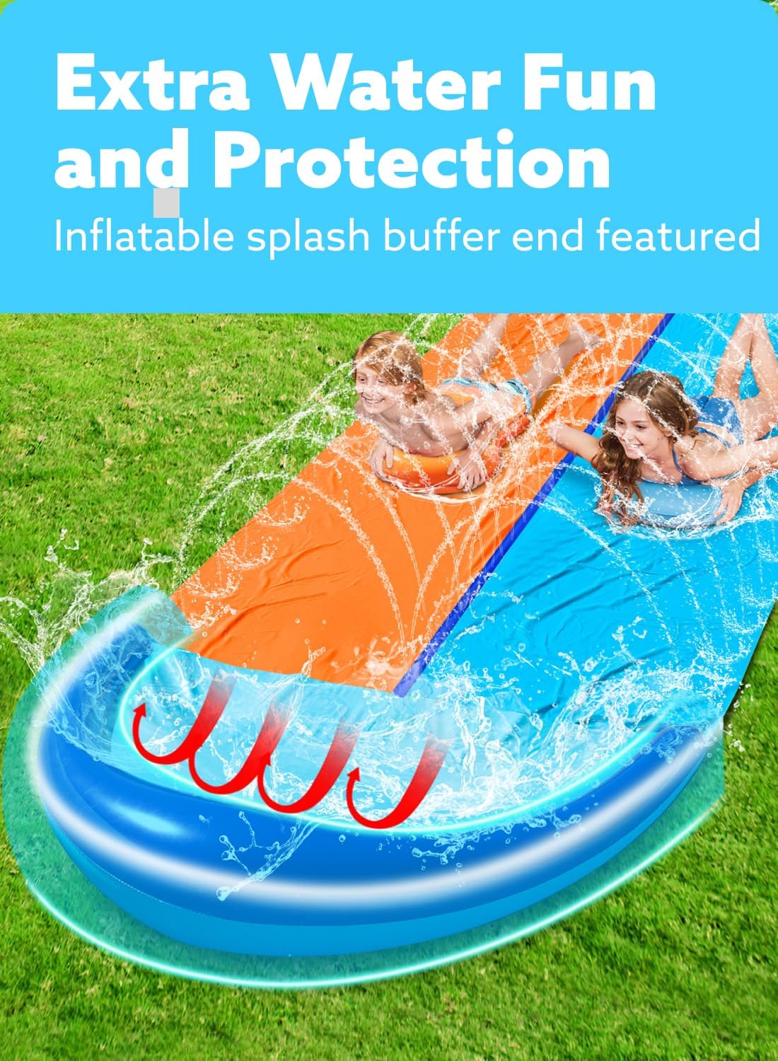 Doppel-Wasserrutsche mit Sprinkler, 990.6cm