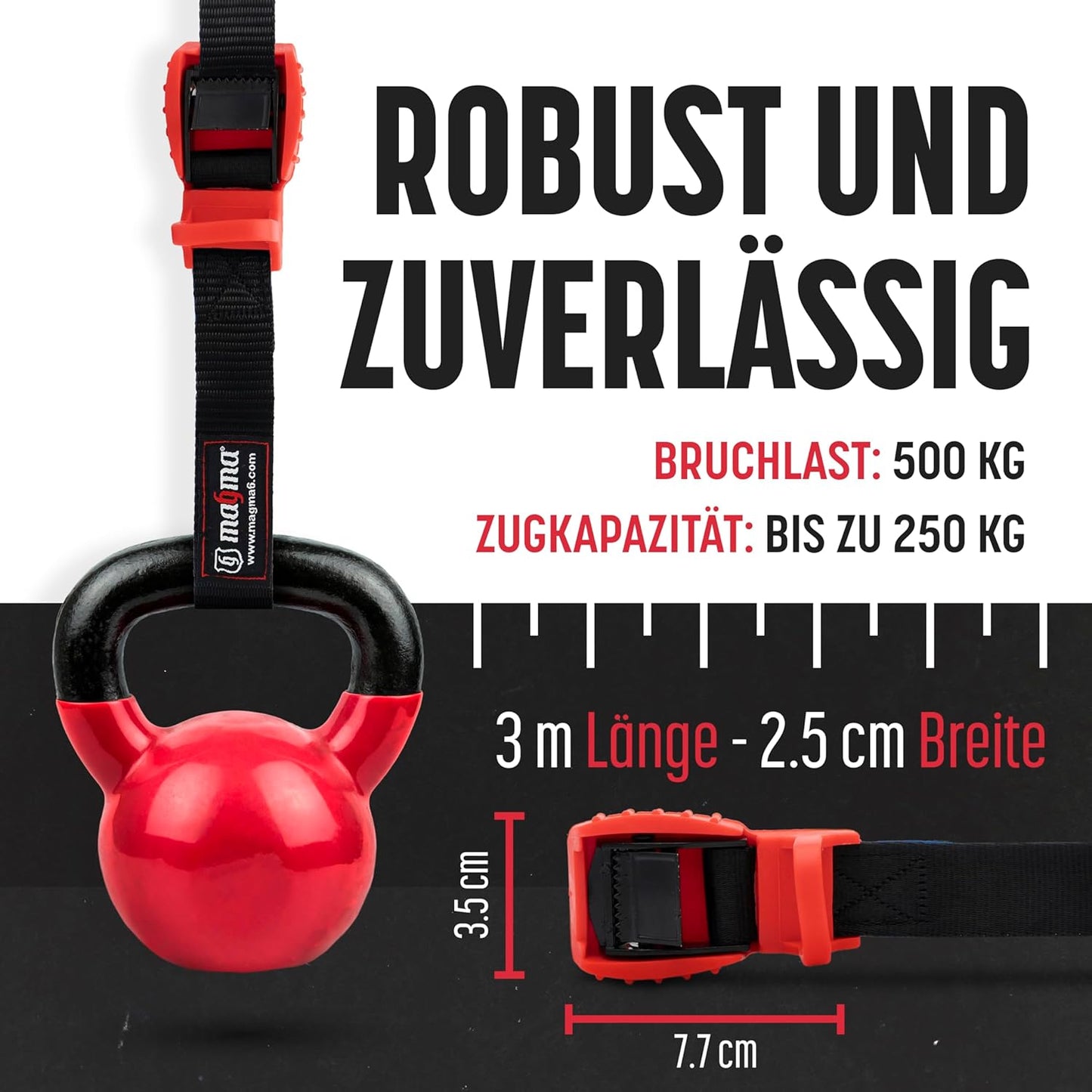 Verstellbare Lastgurte für Umreifung, 4 Stück, Rot 0,5m - 4units