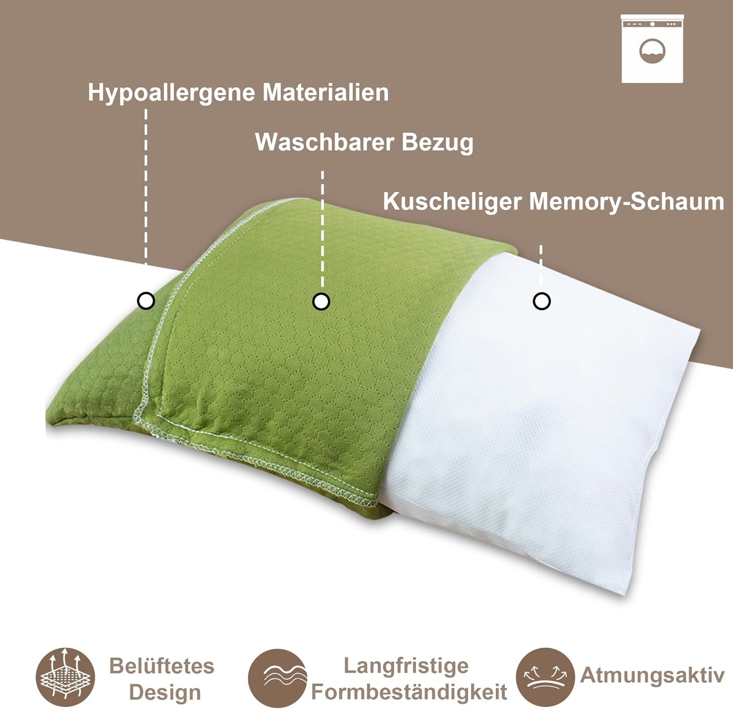 Reisekissen mit Packsack, Avocado-grün Small