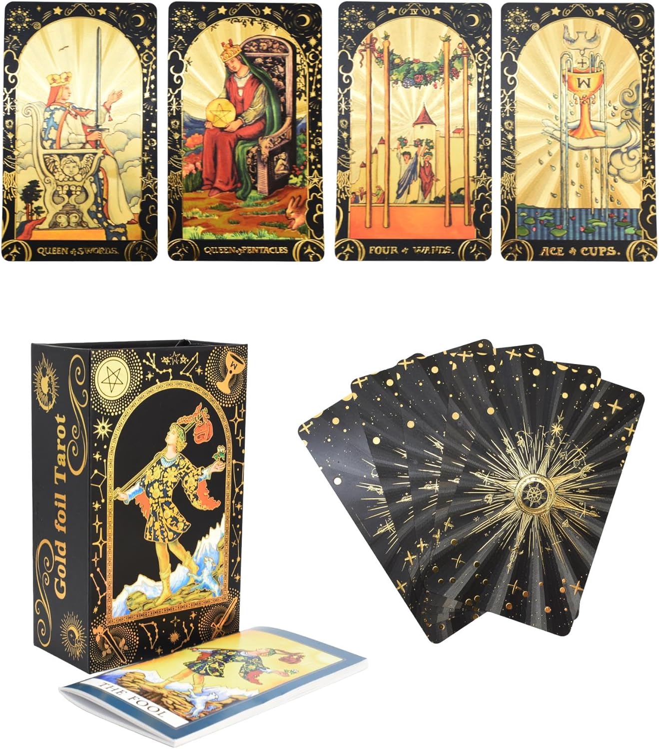 Englische Waite-Tarotkarten, Schwarz und Gold zu kombinieren