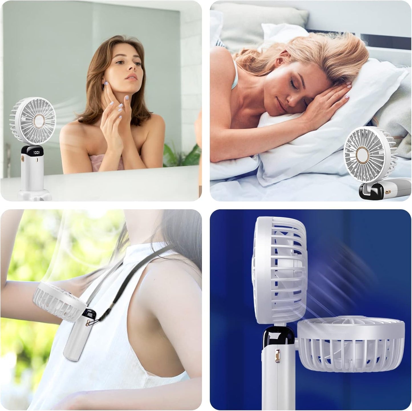 Tragbarer Mini-Handventilator N15, 5 Geschwindigkeiten, faltbar, Weiss