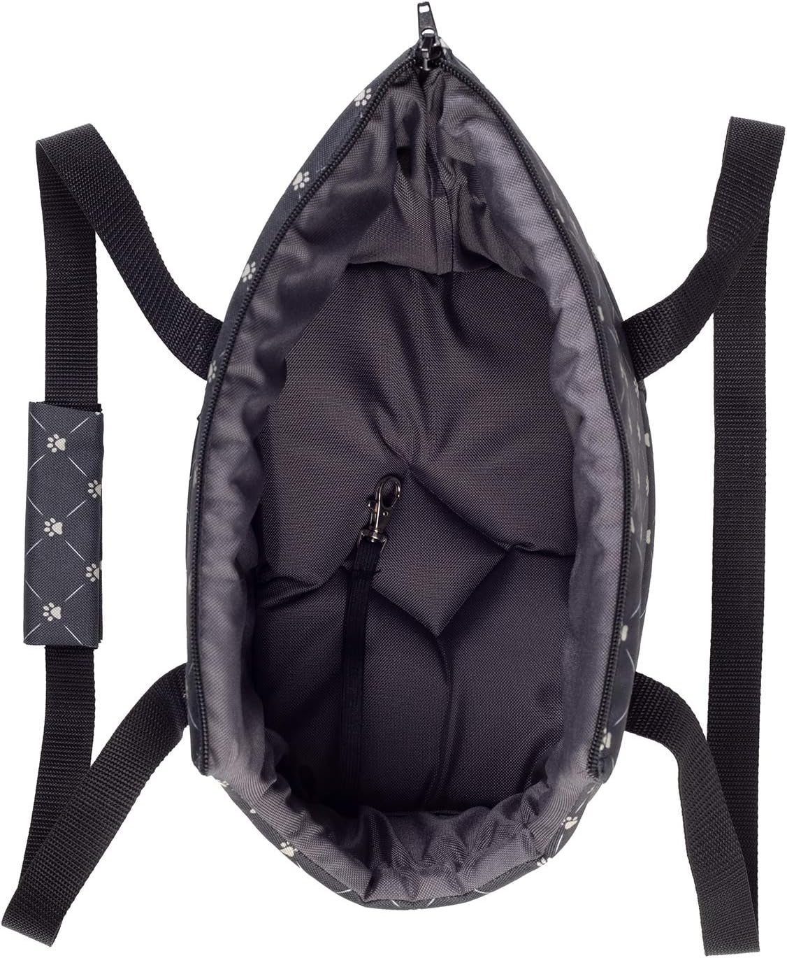Tragetasche für Haustiere bis 3 kg, L 26 x B 16 x H 25 cm, Schwarz / Muster: Pfoten