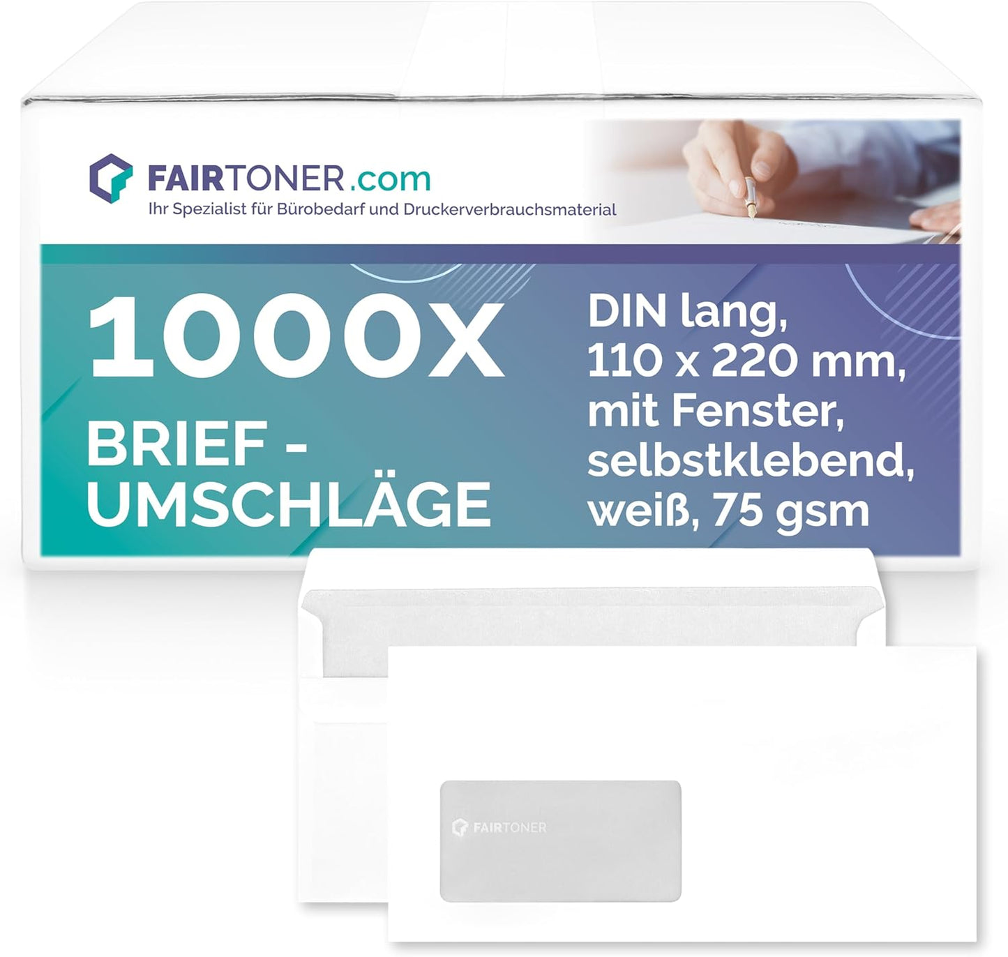 1000x Briefumschläge DIN lang mit Fenster