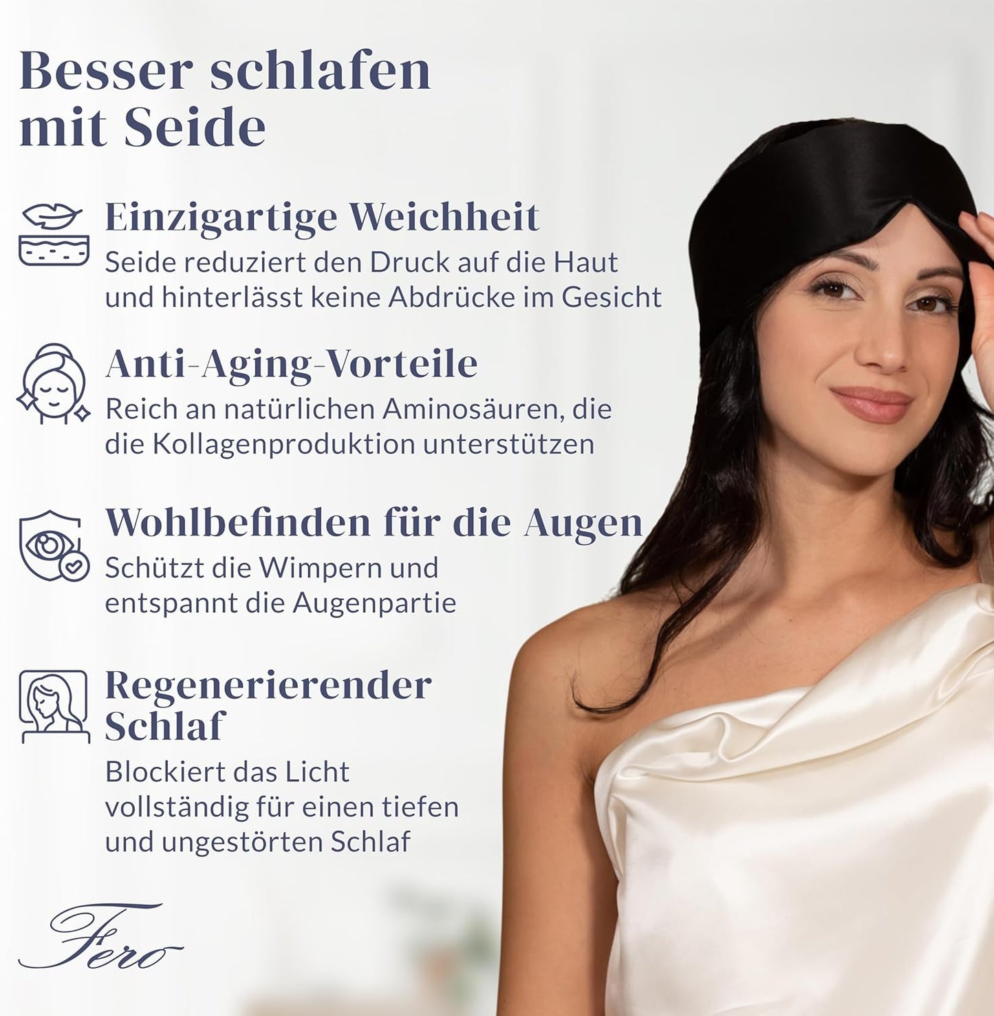 Schlafmaske aus Maulbeerseide, Schwarz