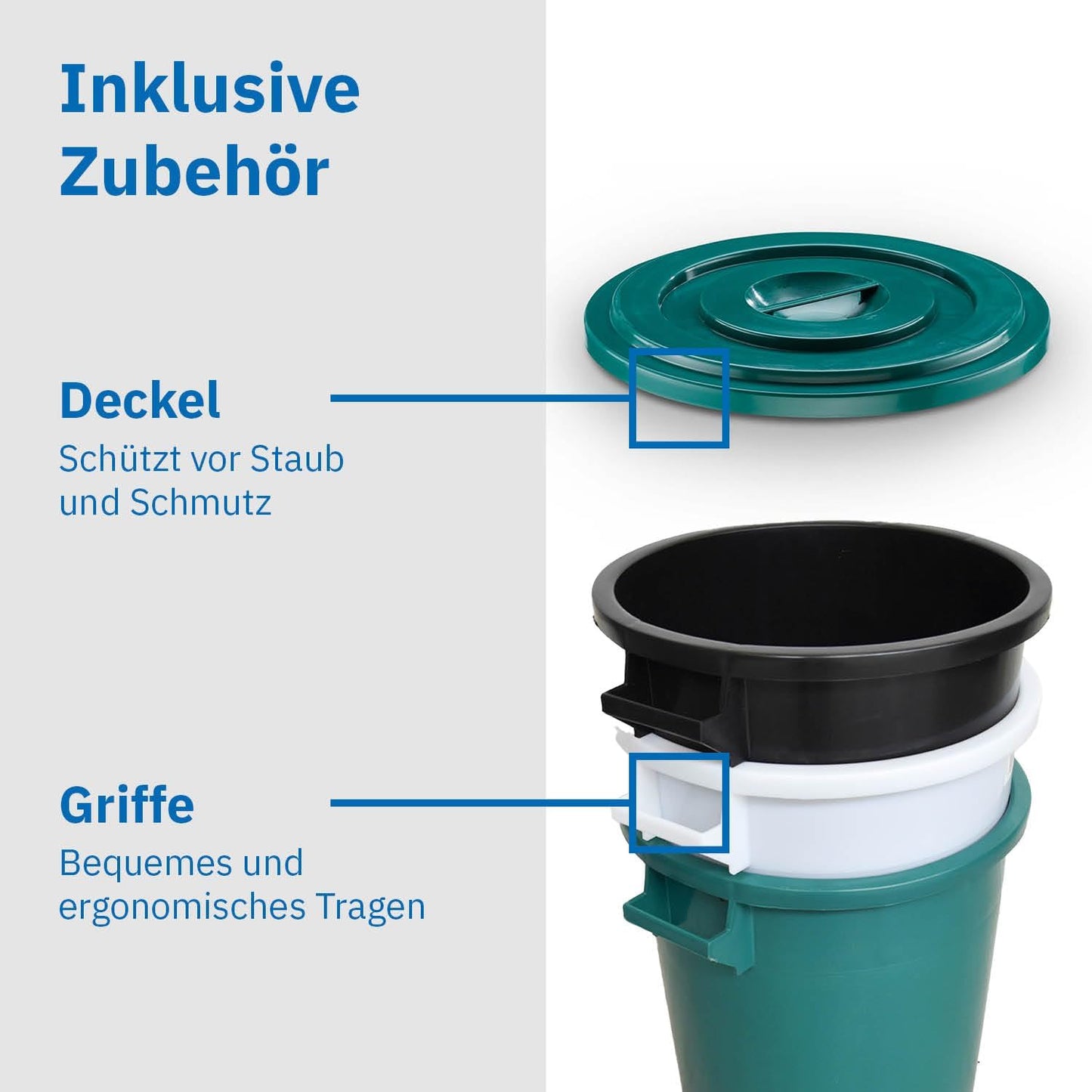 Abfalltonne mit Deckel, Weiss 1