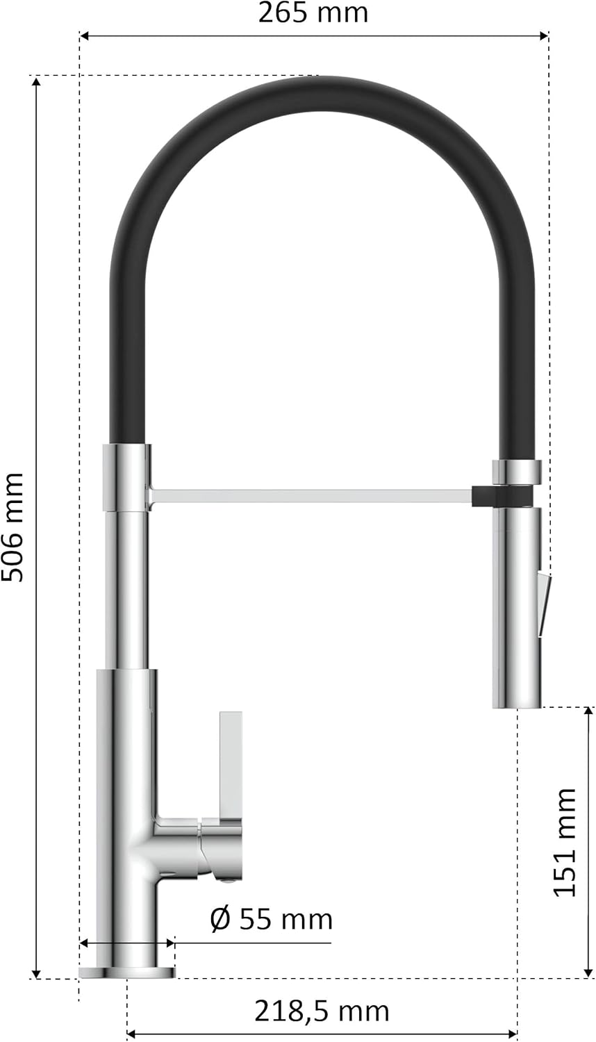 Küchenarmatur K4 mit flexibler Geschirrbrause, Chrom