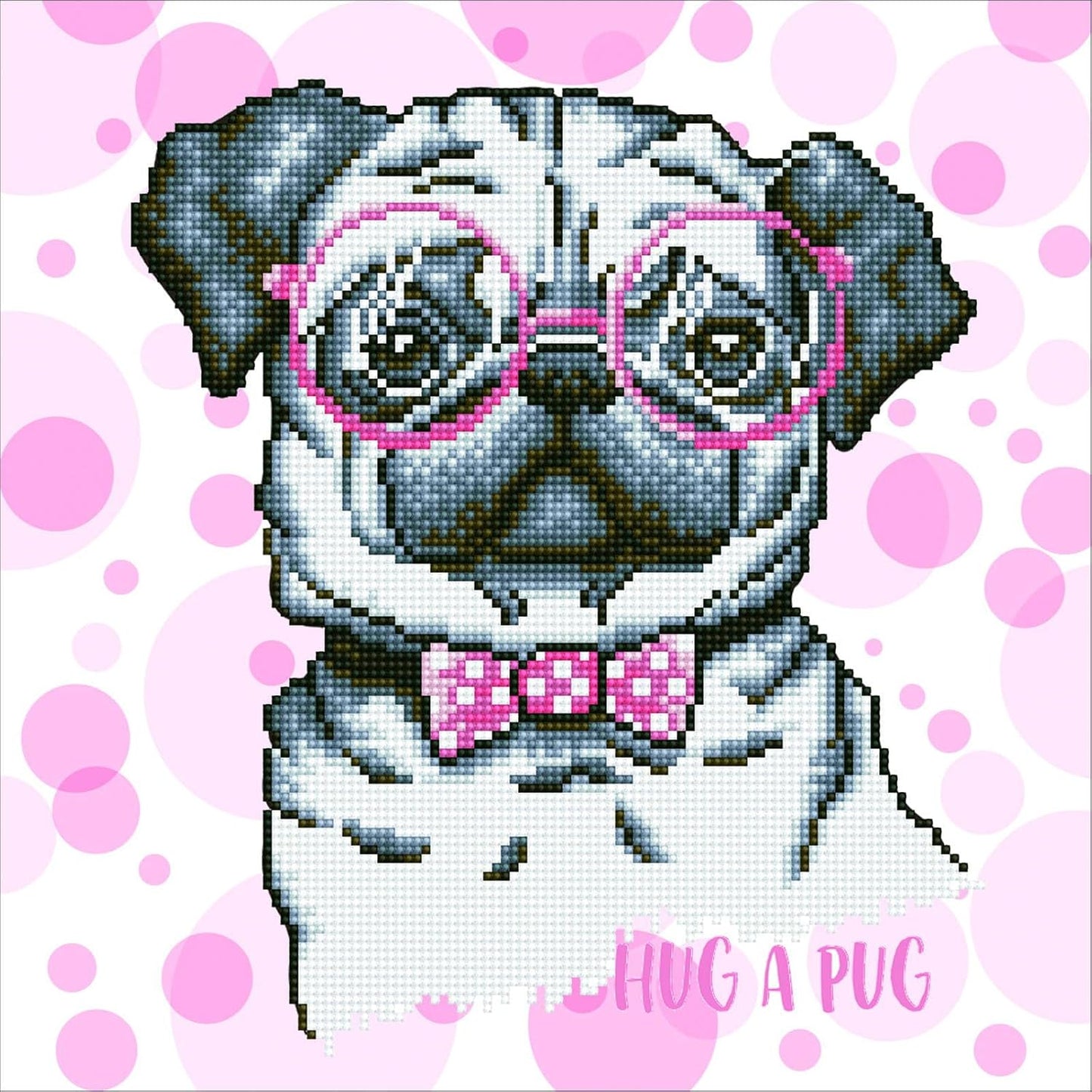 Diamond Painting Set Mops, 35 x 35 cm Hug A Pug
