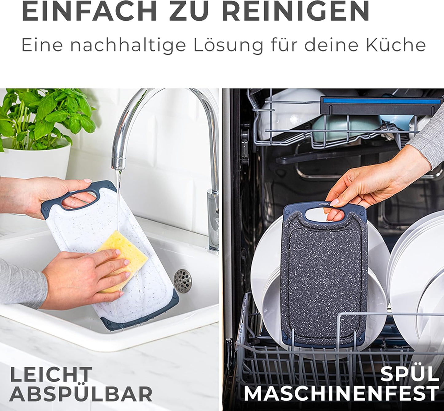 6-teiliges Frühstücksbrettchen-Set mit Saftrille, Marmoroptik Weiss, 6 Stück - Marmorweiss