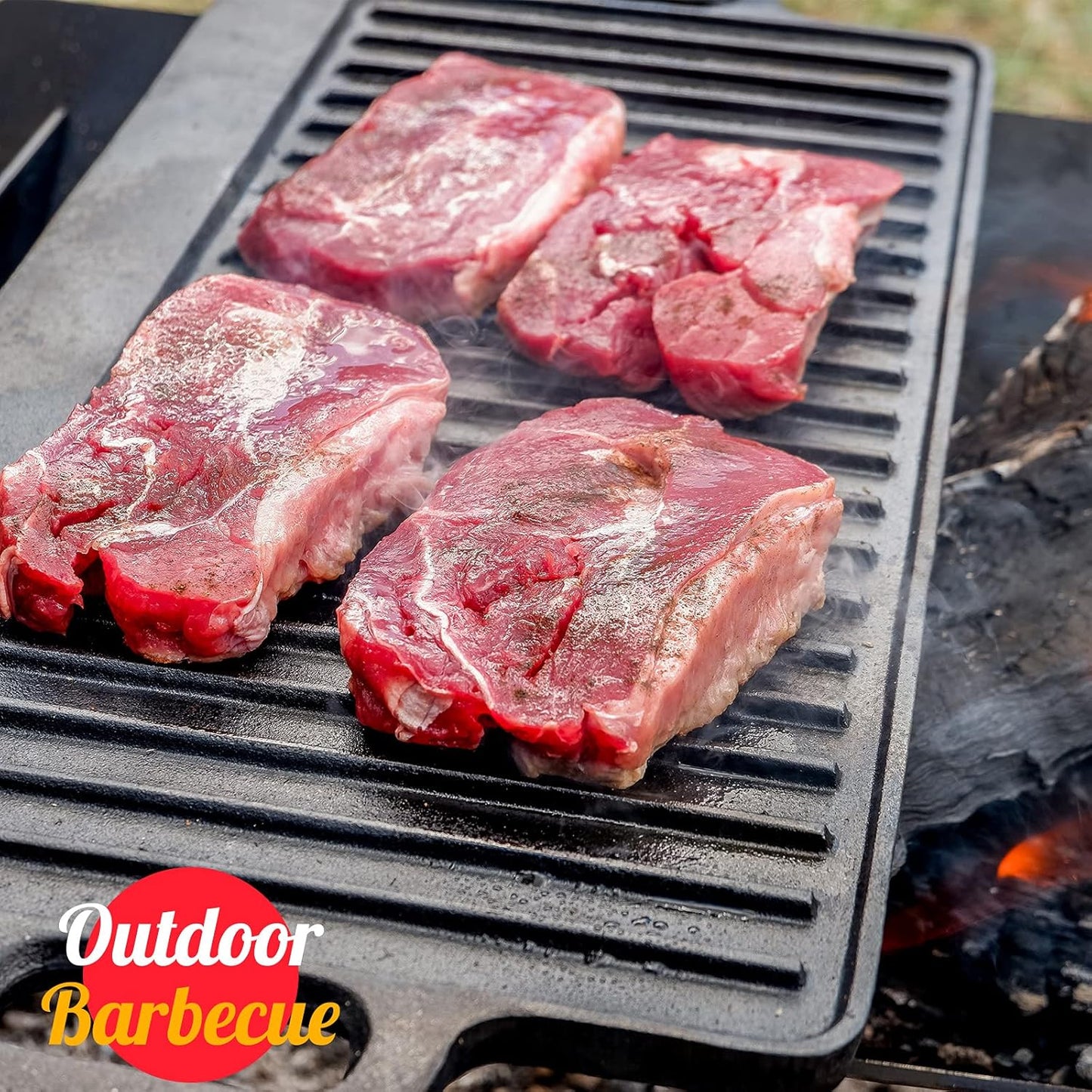 Gusseisen Grillplatte, 43,2 x 24,9 cm
