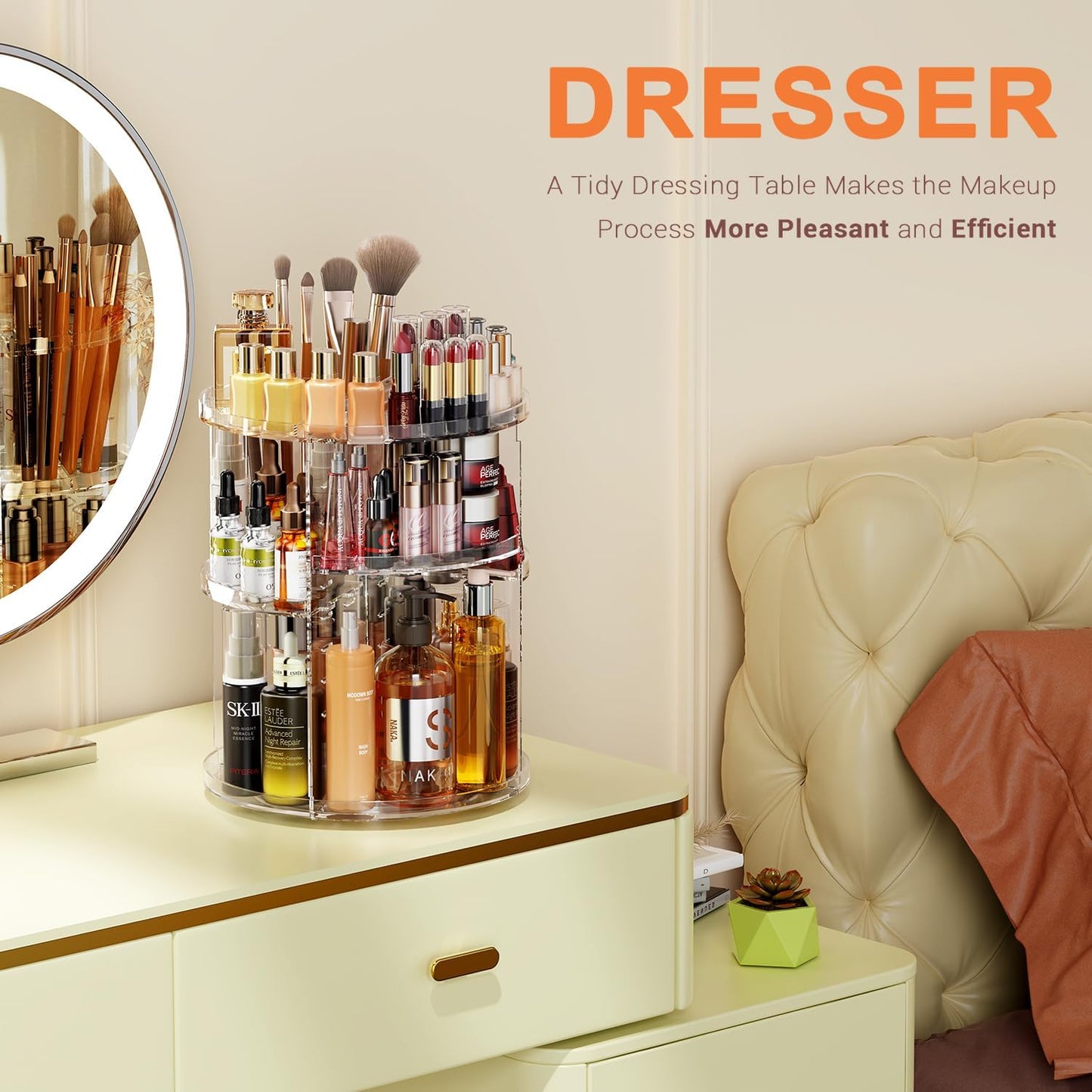 Schminktisch-Organizer, Glastransparent-9 Stufen