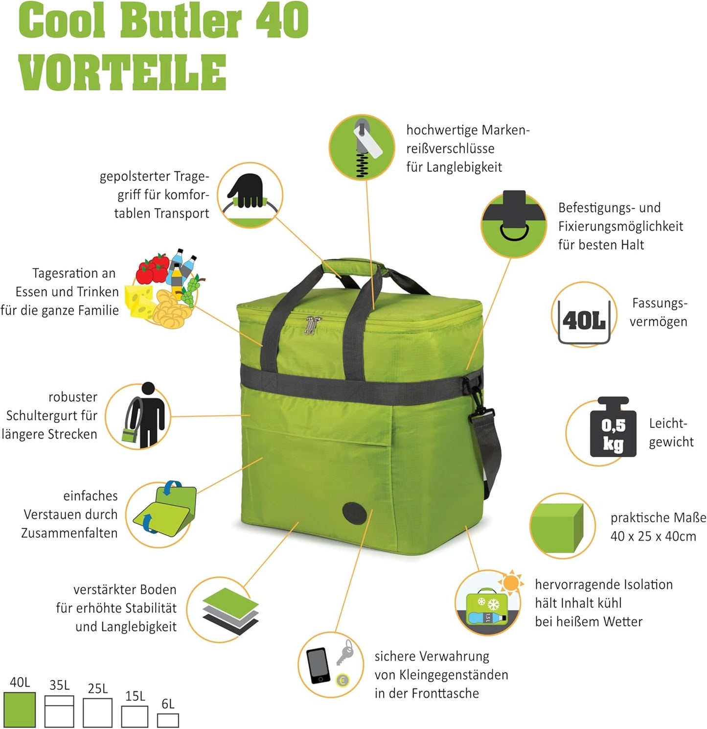 Cool Butler Picknicktasche, 40 l grün