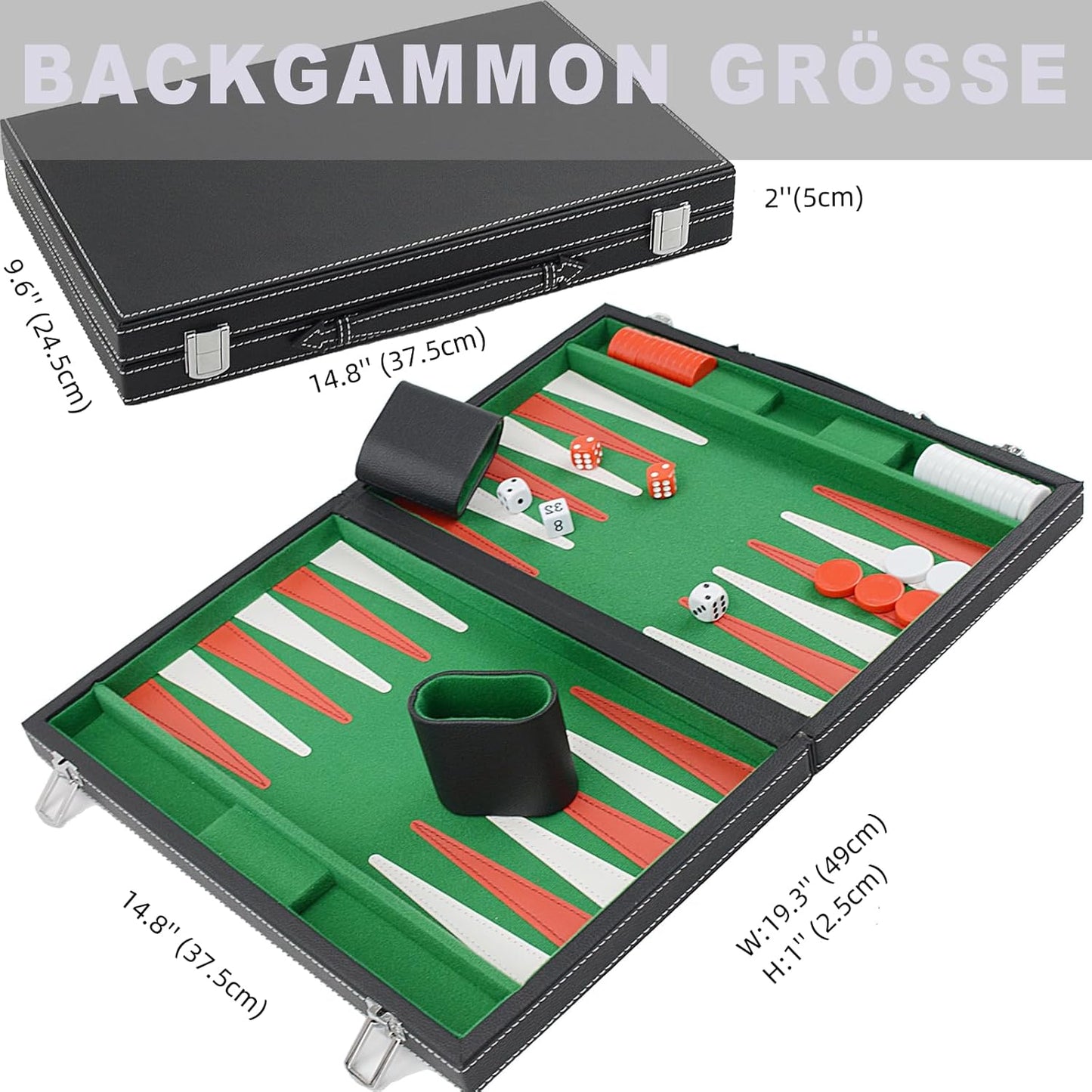 Backgammon Koffer, grün