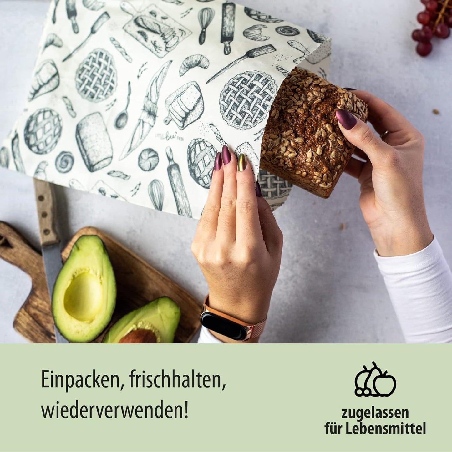 Bio-Bienenwachstuch Brotbeutel, Xl Brotbeutel