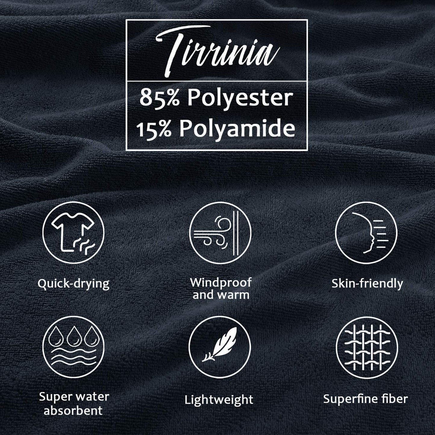 Surf Poncho mit Kapuze, Schwarz