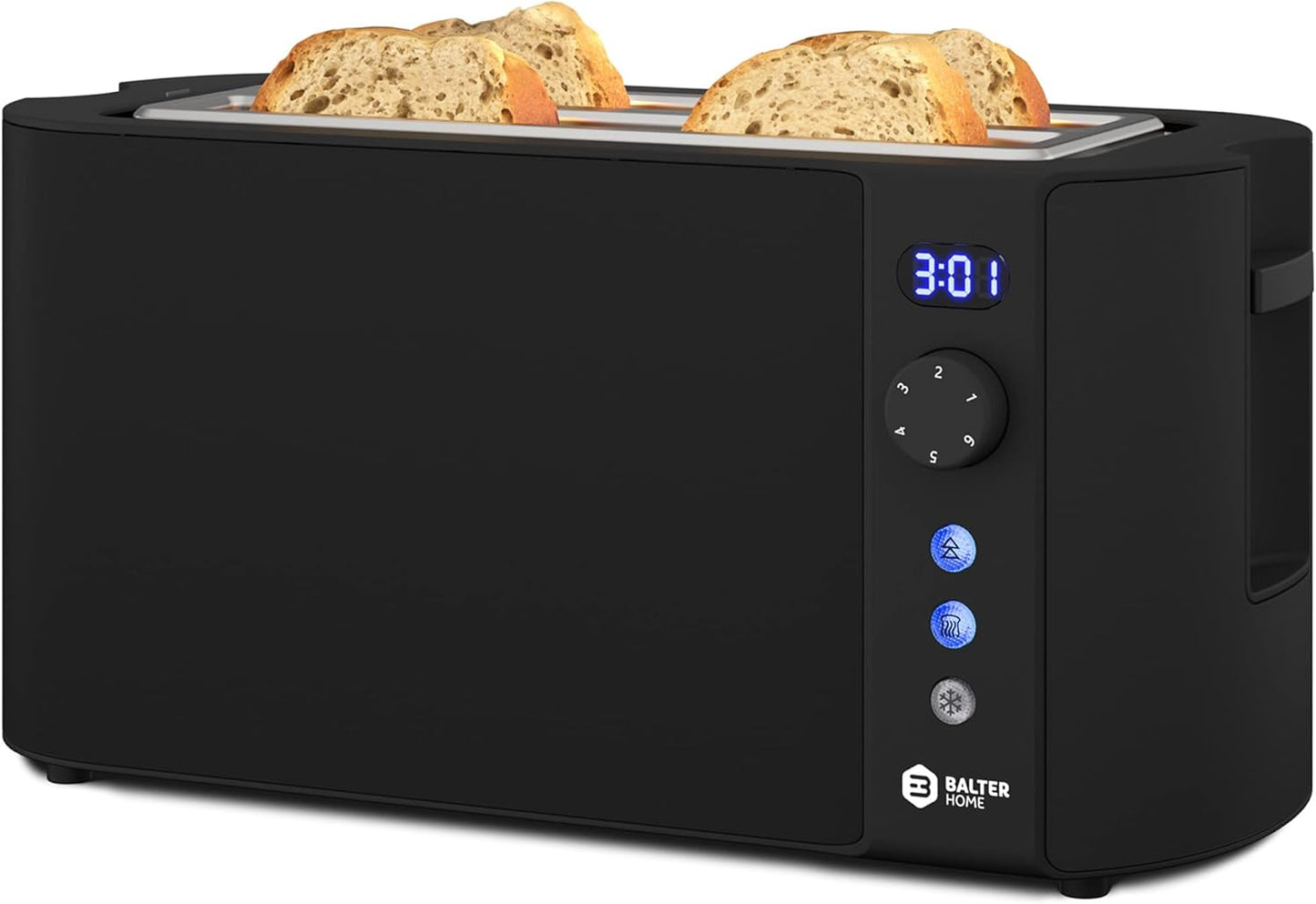 TS-04-BL - Toaster für 4 Scheiben - Langschlitz mit LCD Display, Schwarz