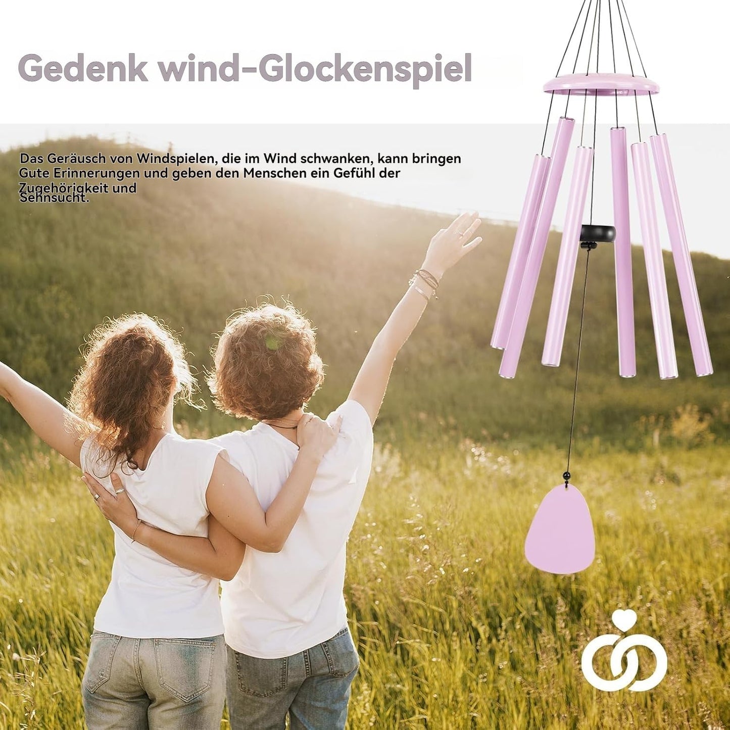 Windspiel mit 6 Röhren, 32" Rosa