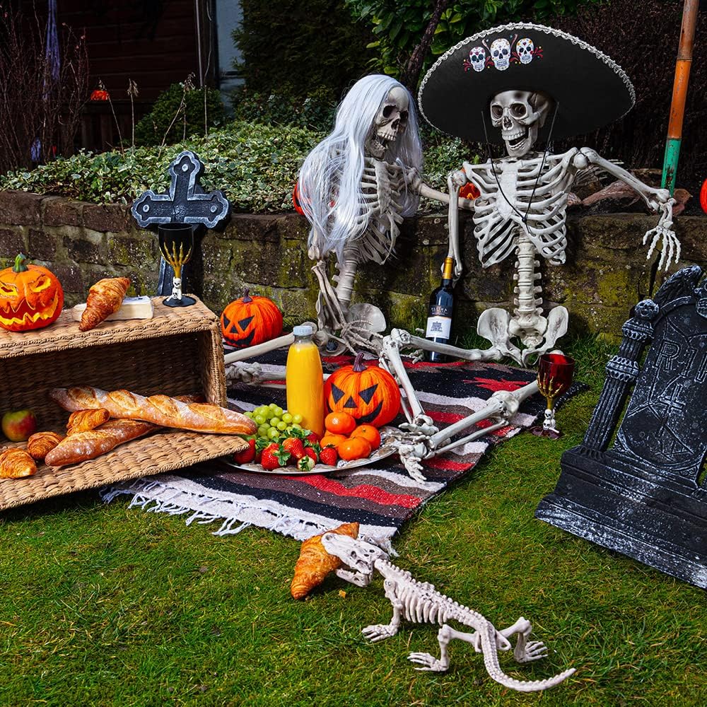 Skelett-Hängedekoration für Halloween, Bianco XL (160 cm)