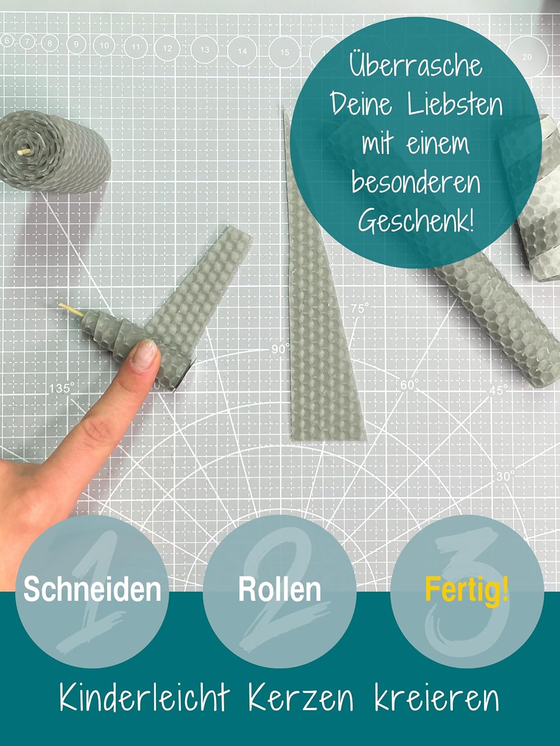 20er Set Bienenwachsplatten für Kerzenherstellung, Hellgrau | 20 X 15 cm