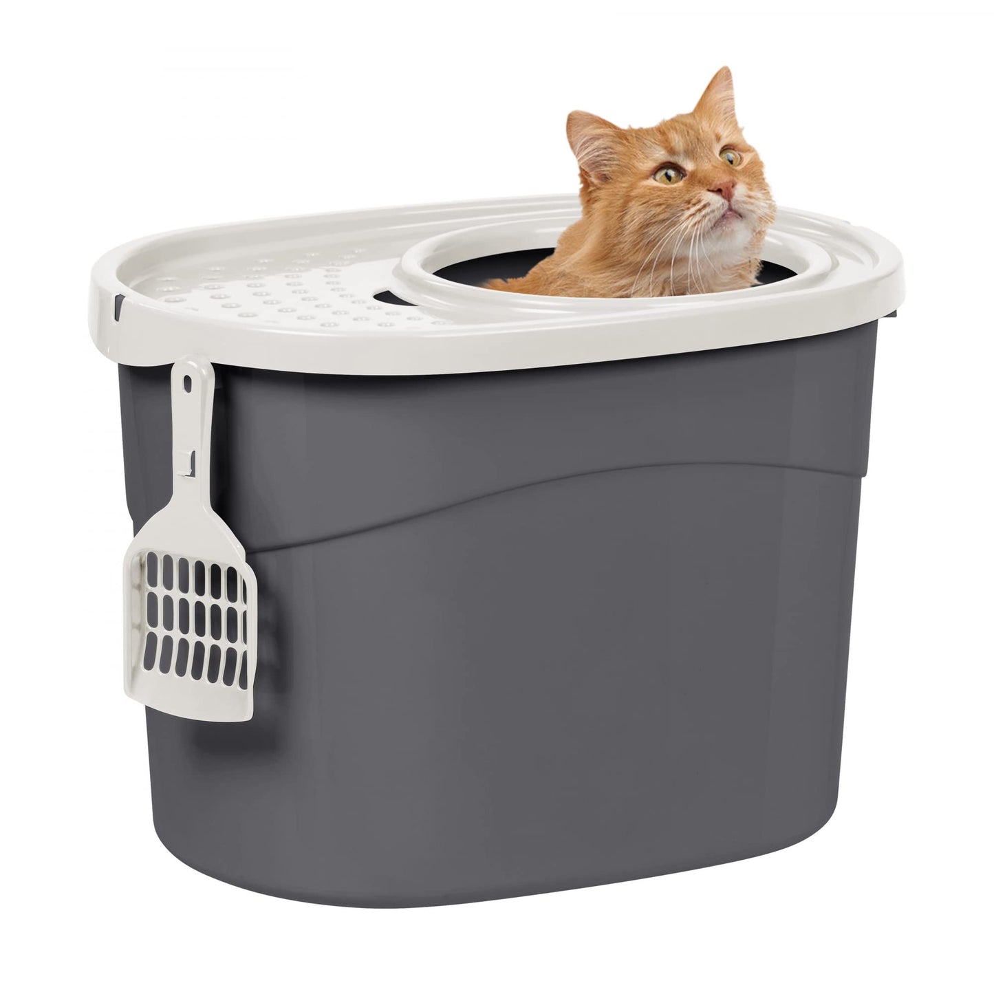 TECL-20 Katzentoilette geschlossen mit Schaufel, Grau Mittel