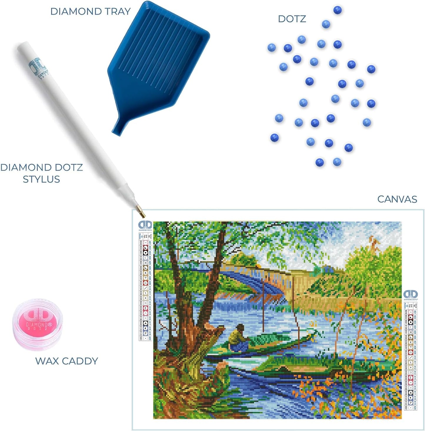 Diamond Painting Set Fishing in Spring (Van Gogh), DD9-036, 50x40 cm, 50 x 40cm Fishing in Spring (Van Gogh)