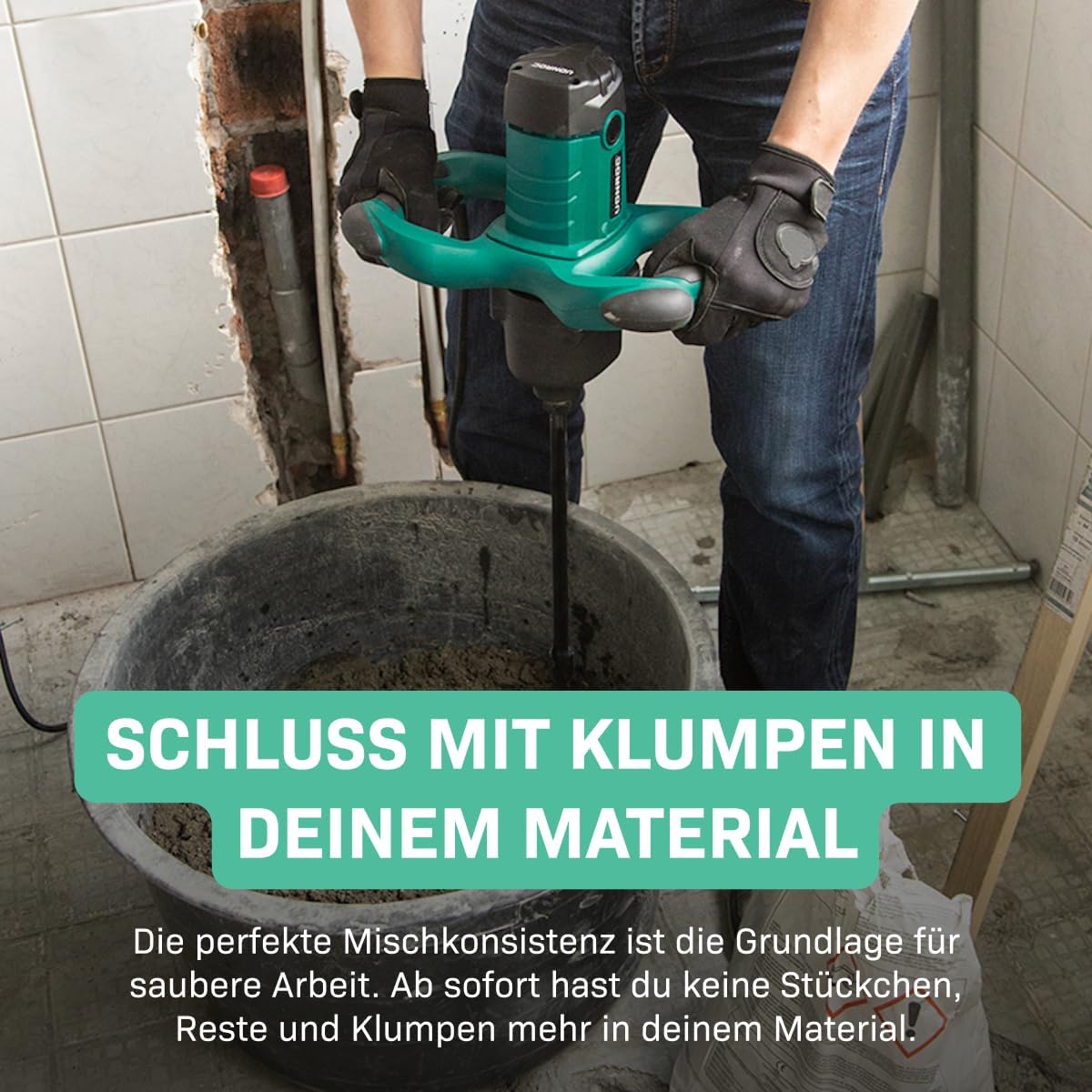 Mörtelrührer mit Rührwerk und Sanftanlauf, 1800 Watt