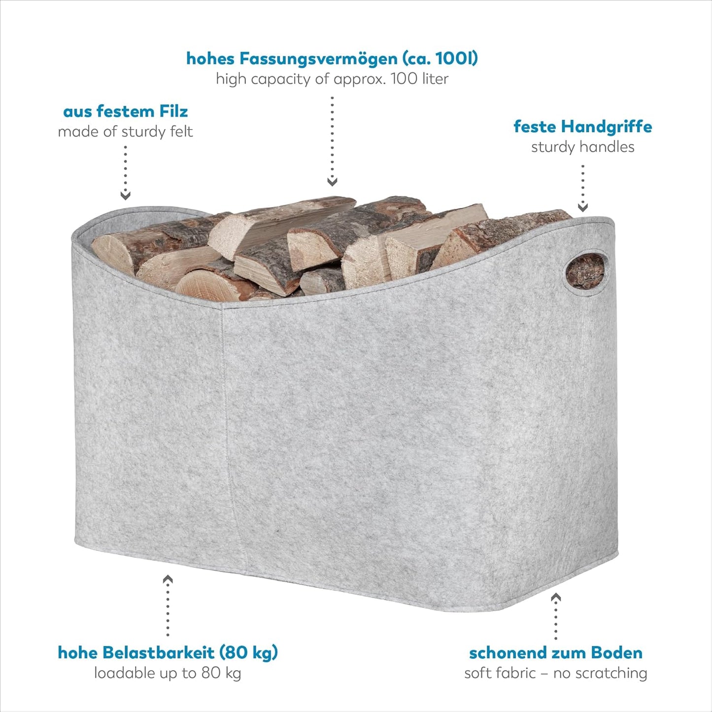 Kaminholztasche, Grau