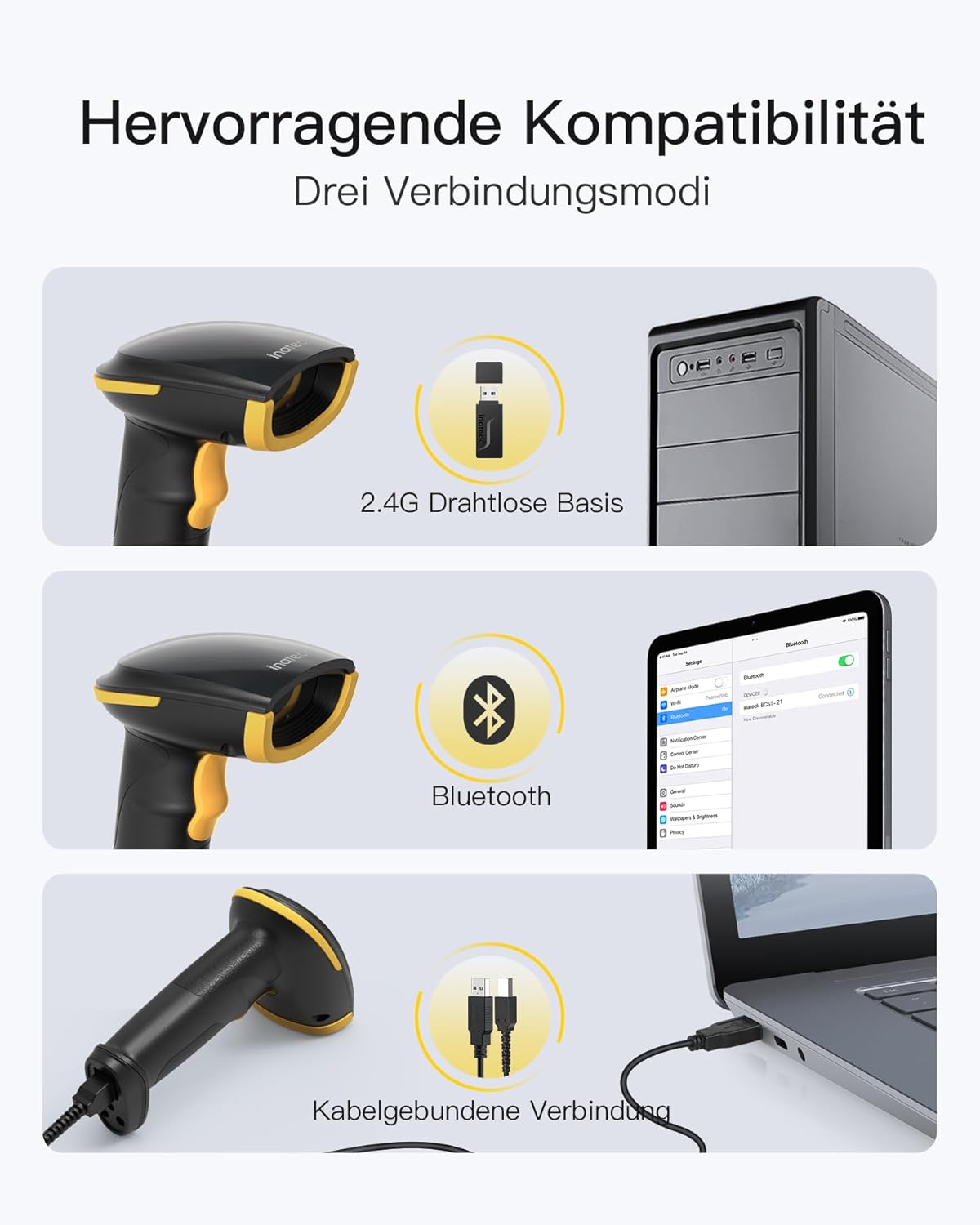 2D-Barcode-Scanner BCST-35 mit Ständer, Scanner + Ständer