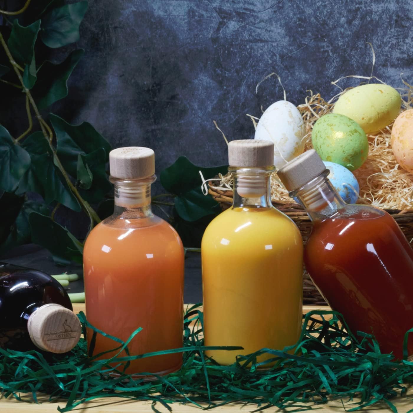 Apothekerflaschen-Set mit Korken und Gravur Frohe Ostern II, Frohe Ostern 2/Hgk