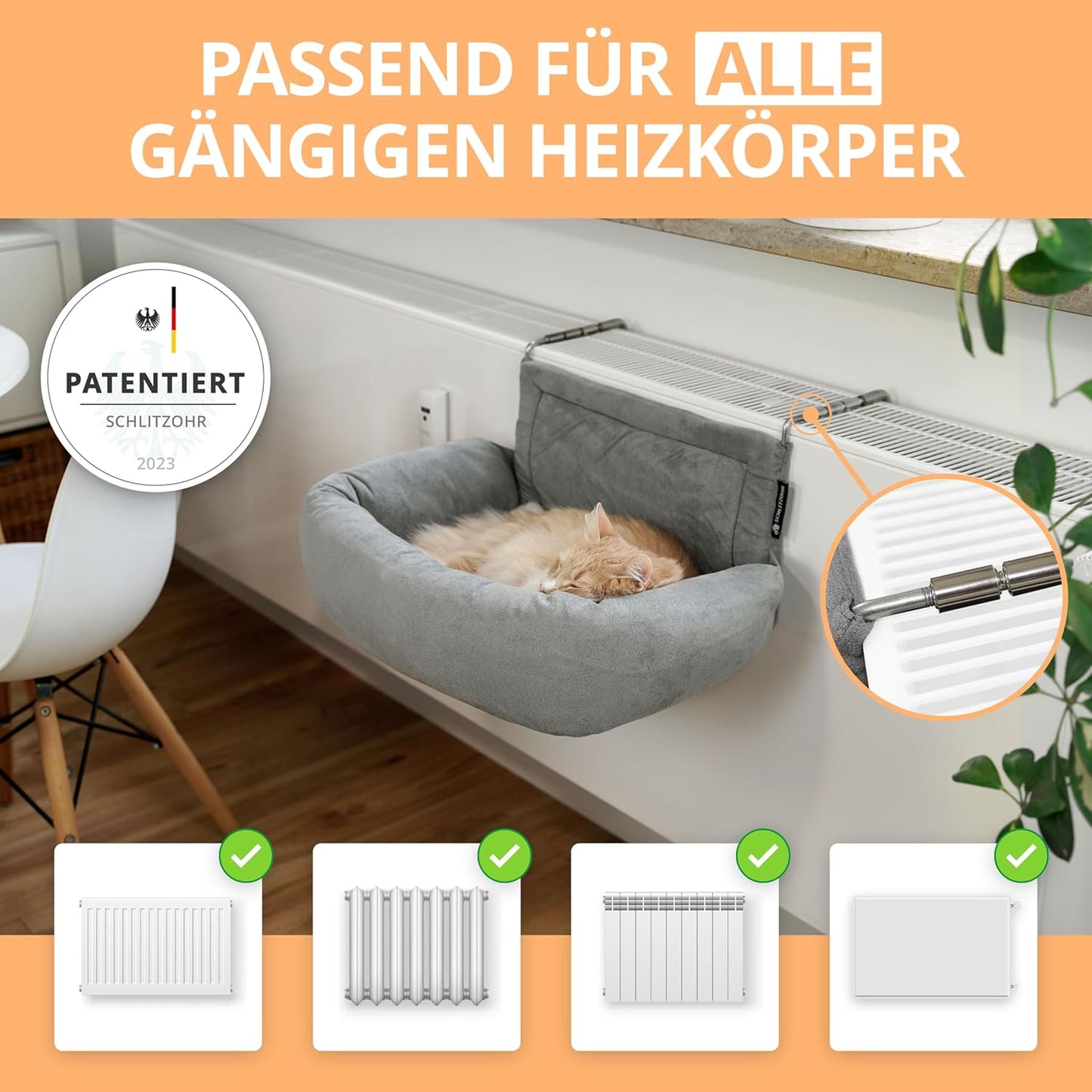 Heizungsliege für Katzen "Murphy", Grau