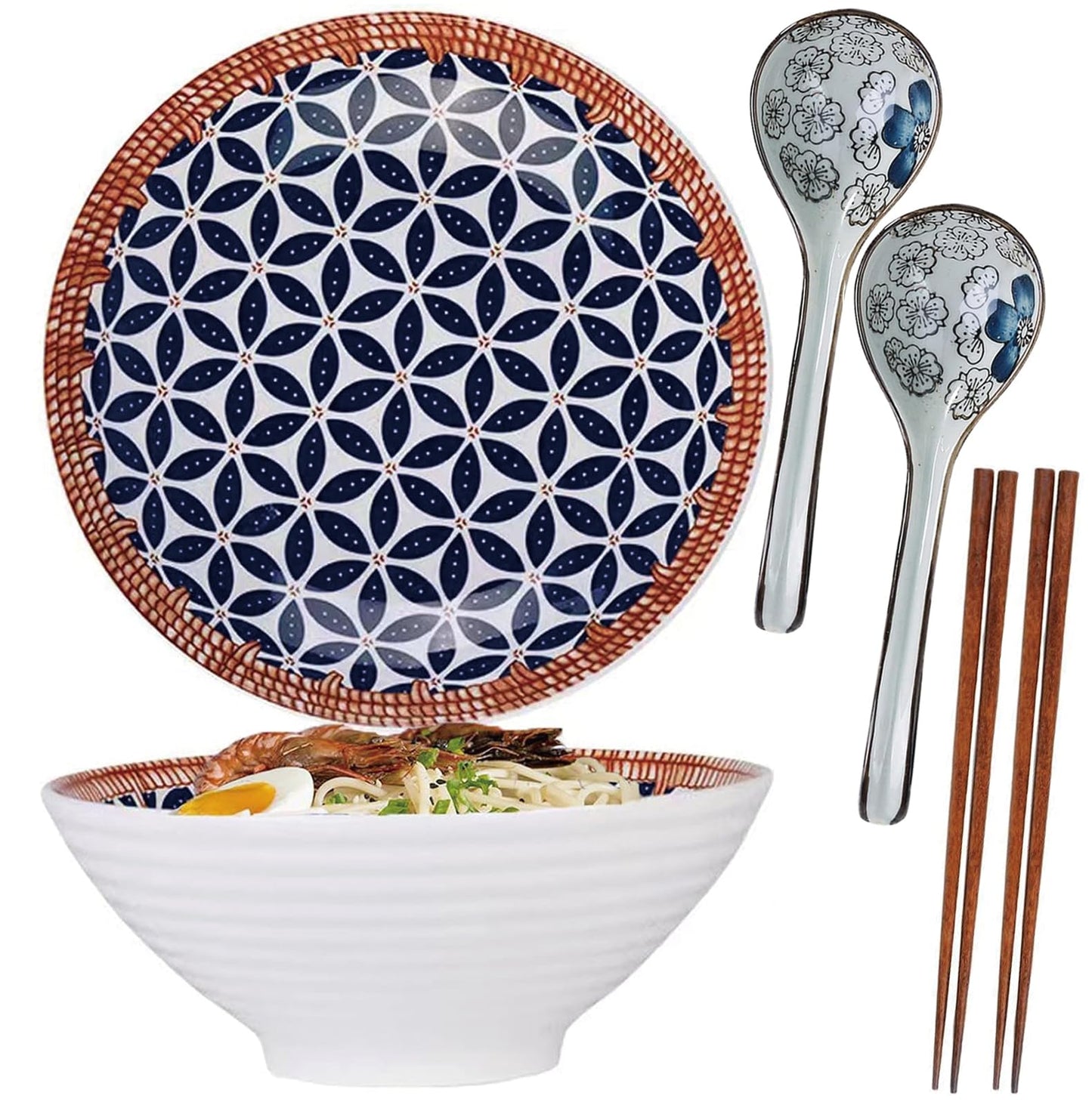 Ramen Schüssel Set mit Löffel & Stäbchen für 2 Personen, H