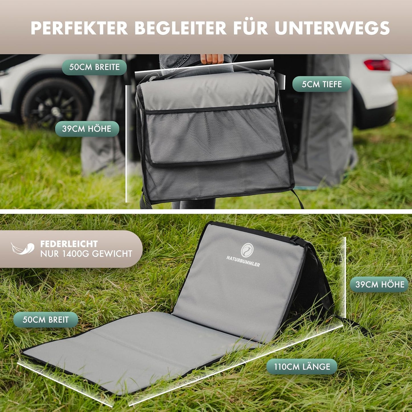 Faltbare Campingliege mit Rückenlehne & Tasche, Cloud Lounge+, Cloud Lounge+
