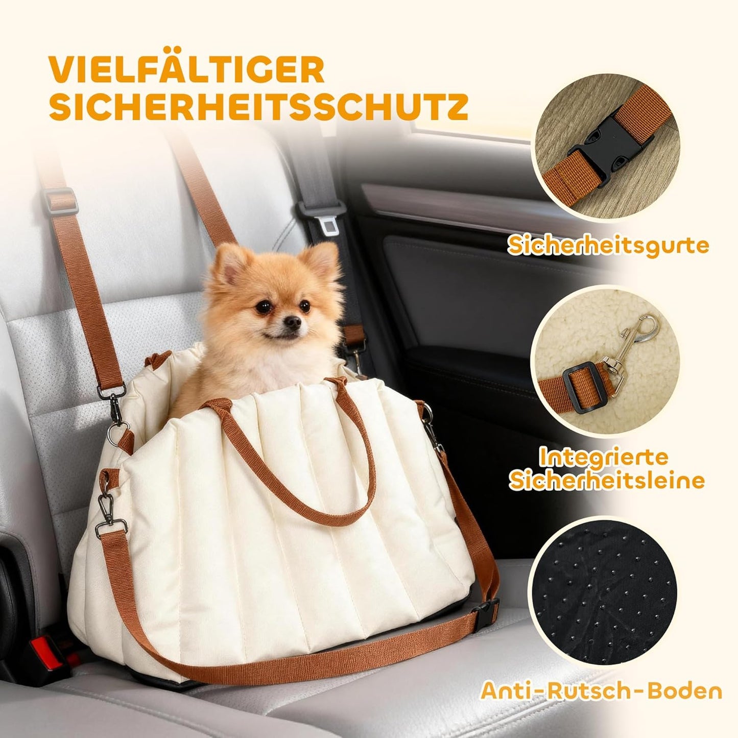 Hundetragetasche mit Sicherheitsgurt