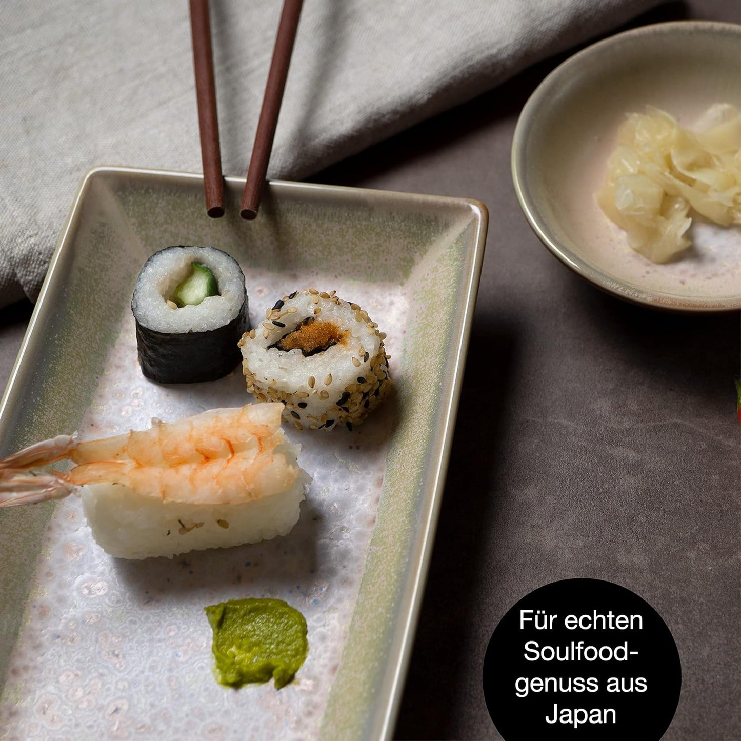 4-tlg. Sushi Geschirr Set, Beige-lila