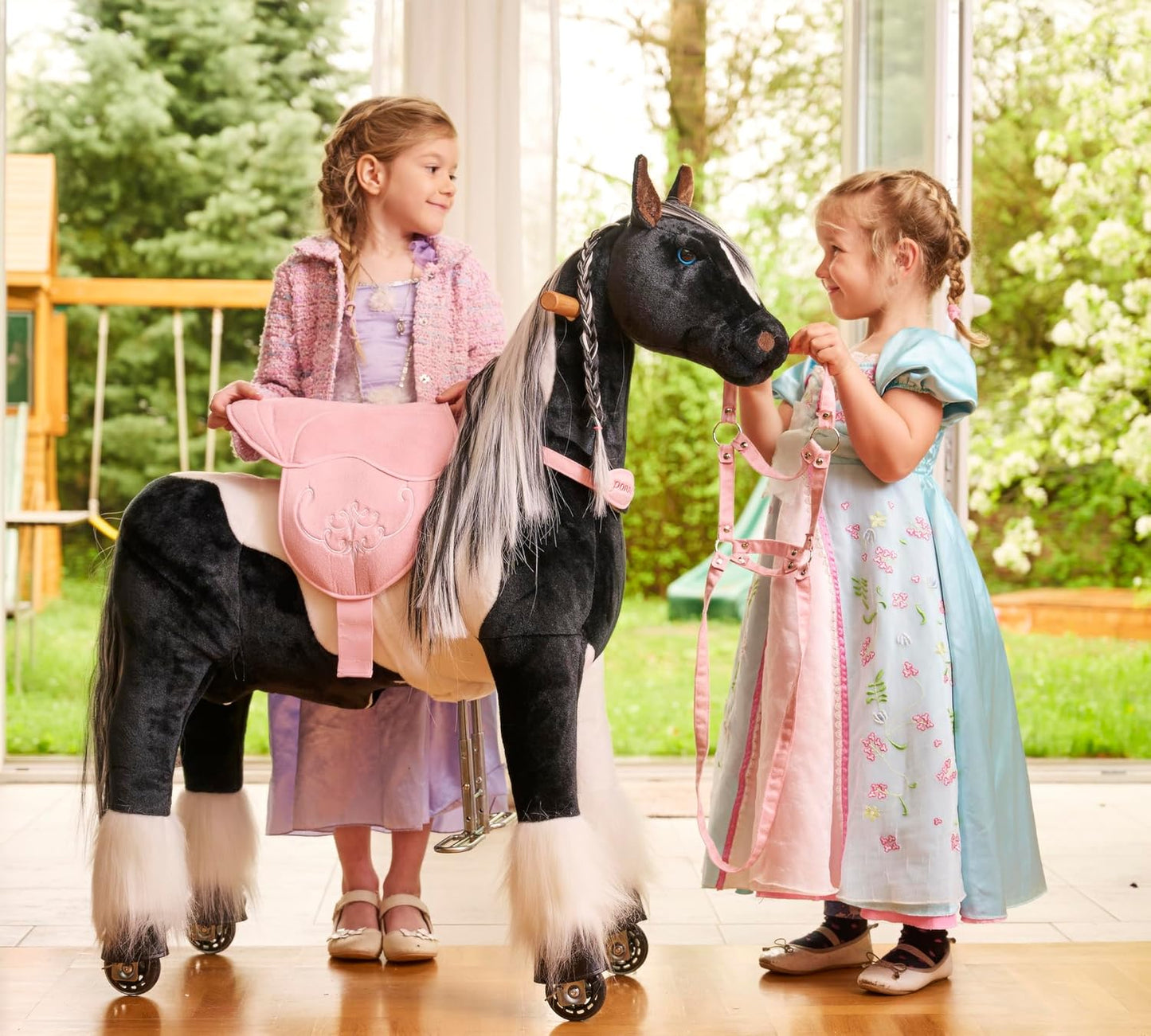 Spielpferd mit Rollen und Zubehör (5-12 Jahre), Domino Pink M (5-12 Jahre)