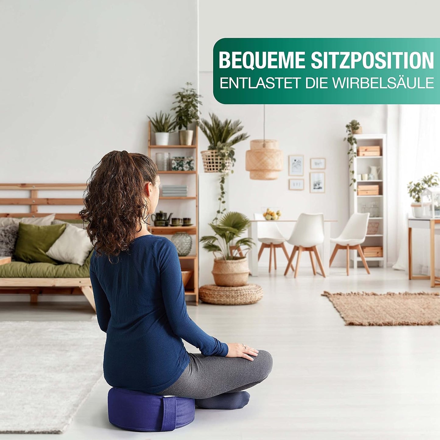 Meditationskissen mit Yogagurt, Dunkelblau