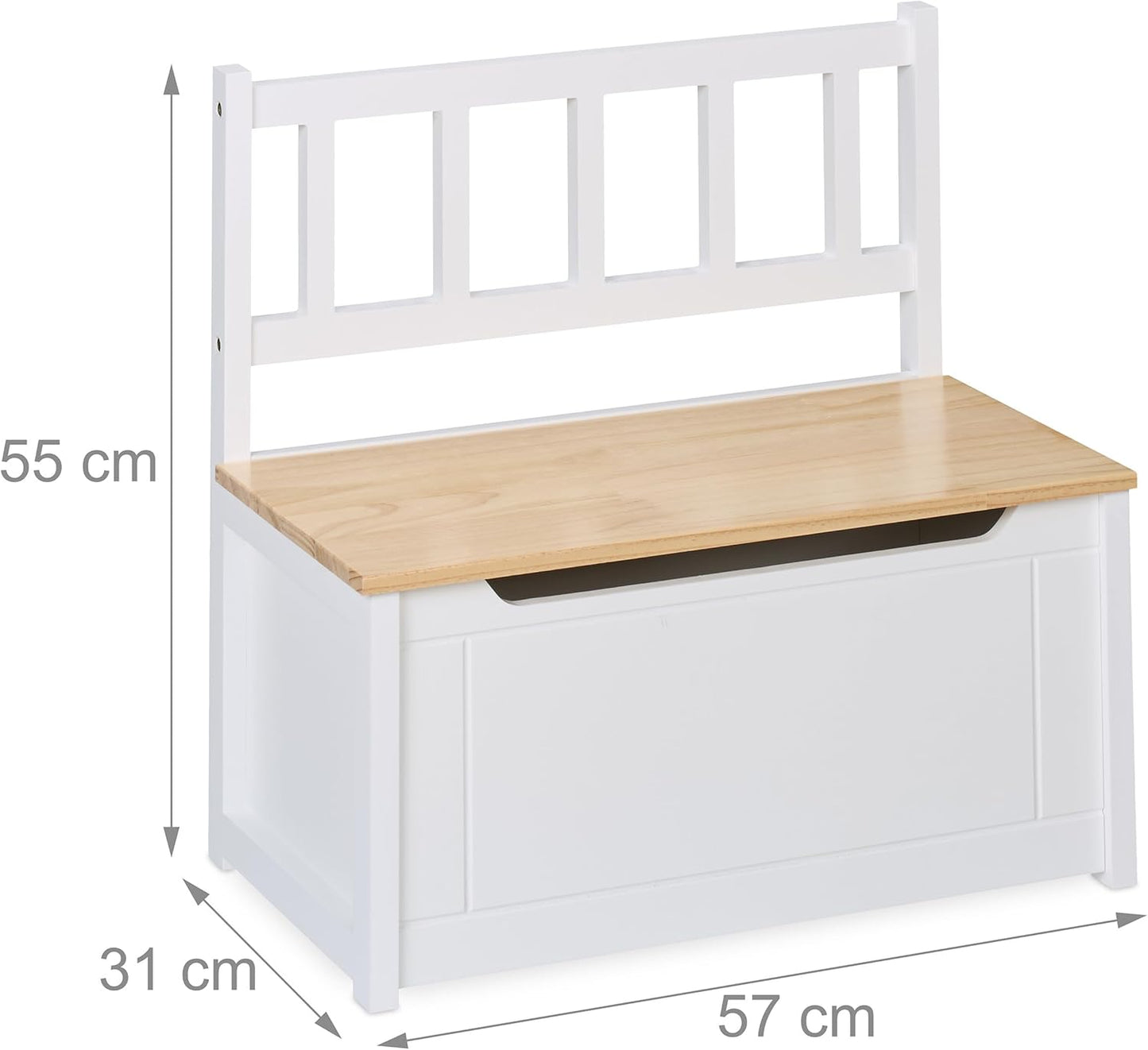 Kinderbank mit Stauraum, Weiss/Natur