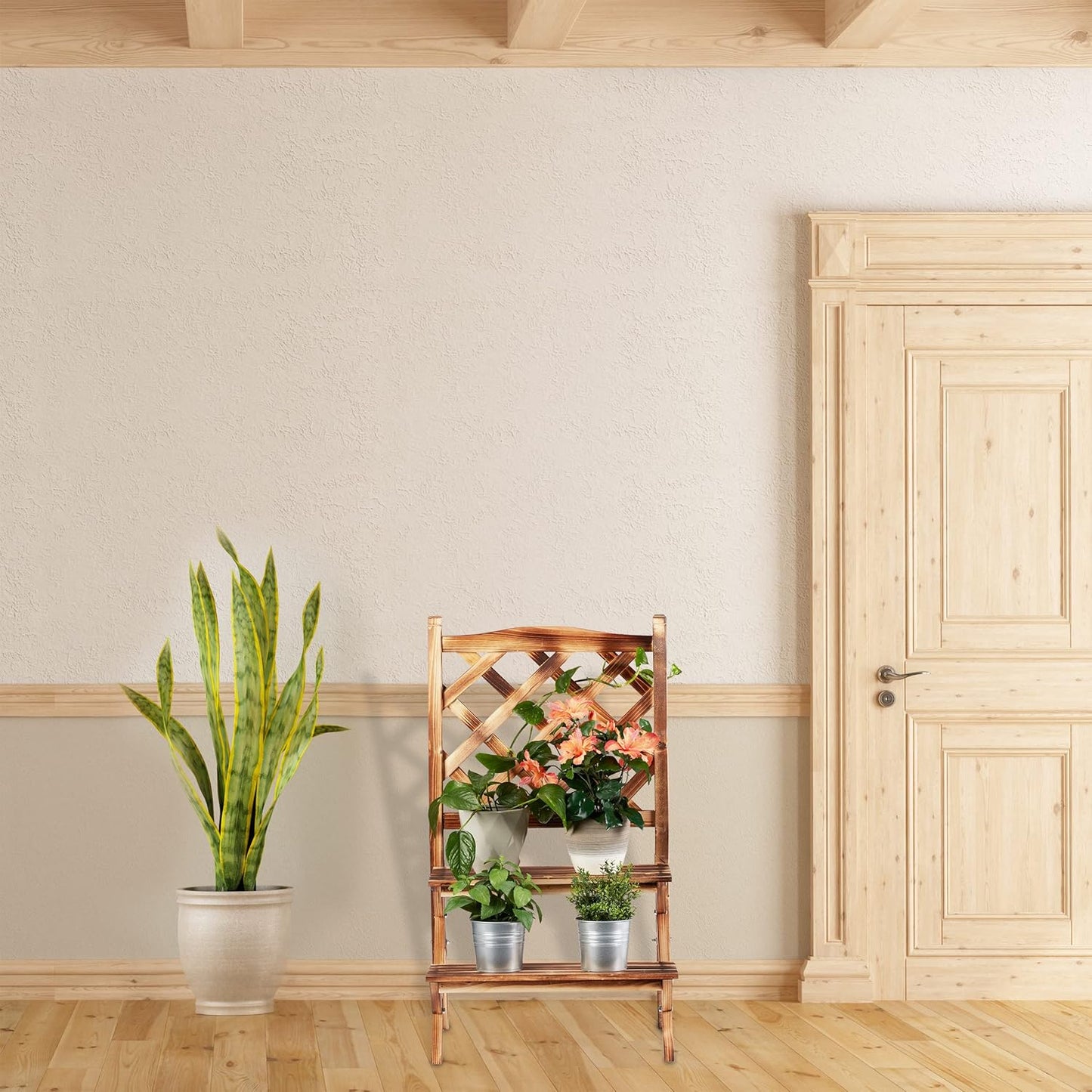 Pflanzentreppe mit Rankgitter, 109,00 x 61,00 x 40,00cm