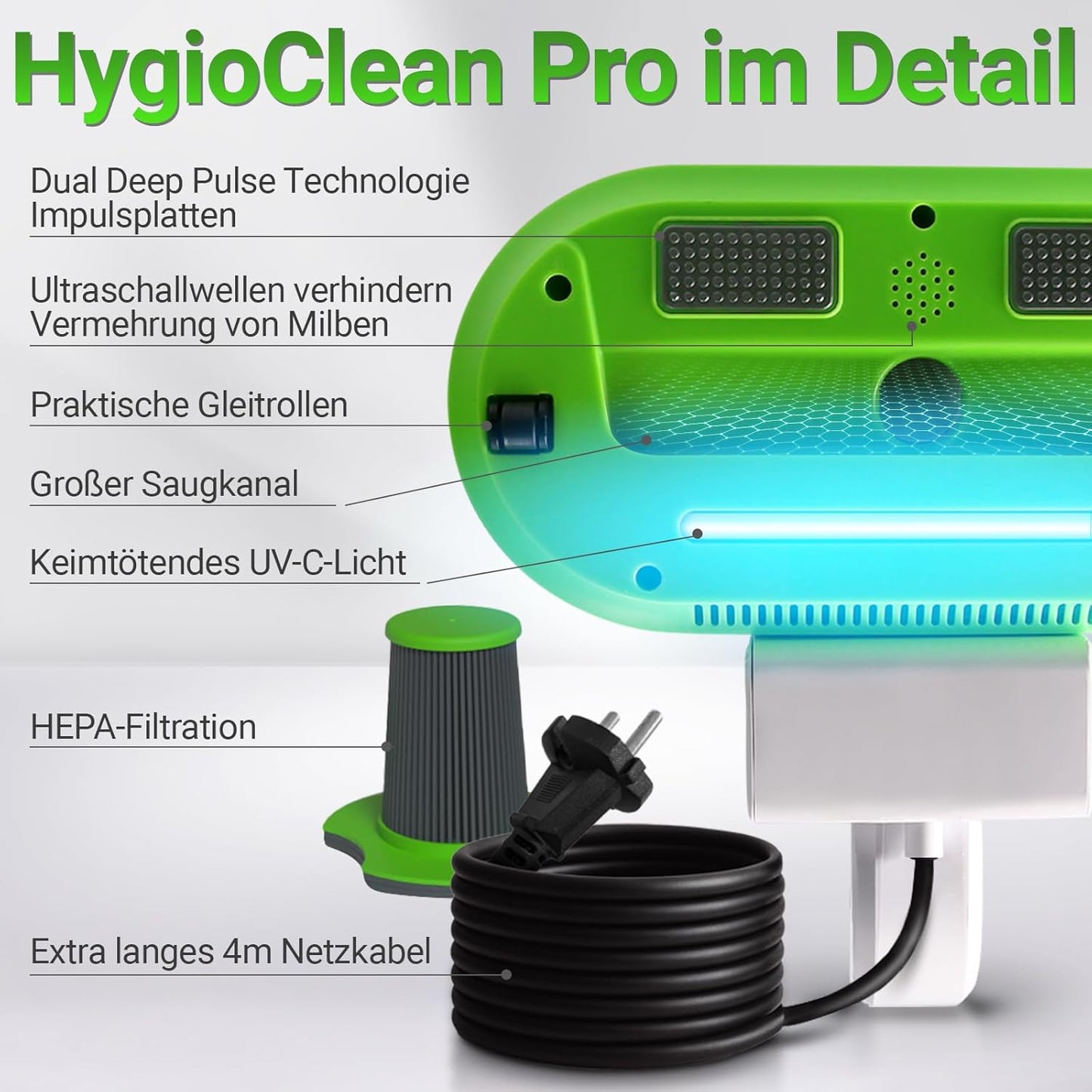 Milbensauger für Matratzen & Polster mit UV-C Licht, Gerät