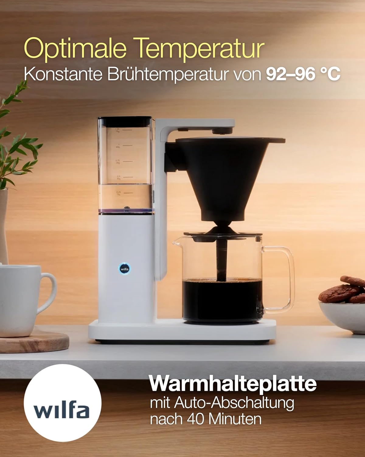 Zense Filterkaffeemaschine mit Aroma-Kontrolle, Automatisch Weisses Plastik