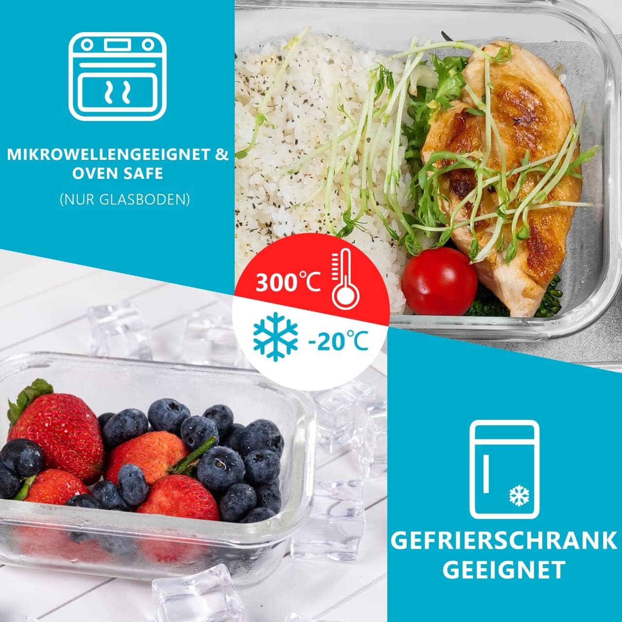 5-teiliges Frischhaltedosen-Set, auslaufsicher, 5 Pcs 1L