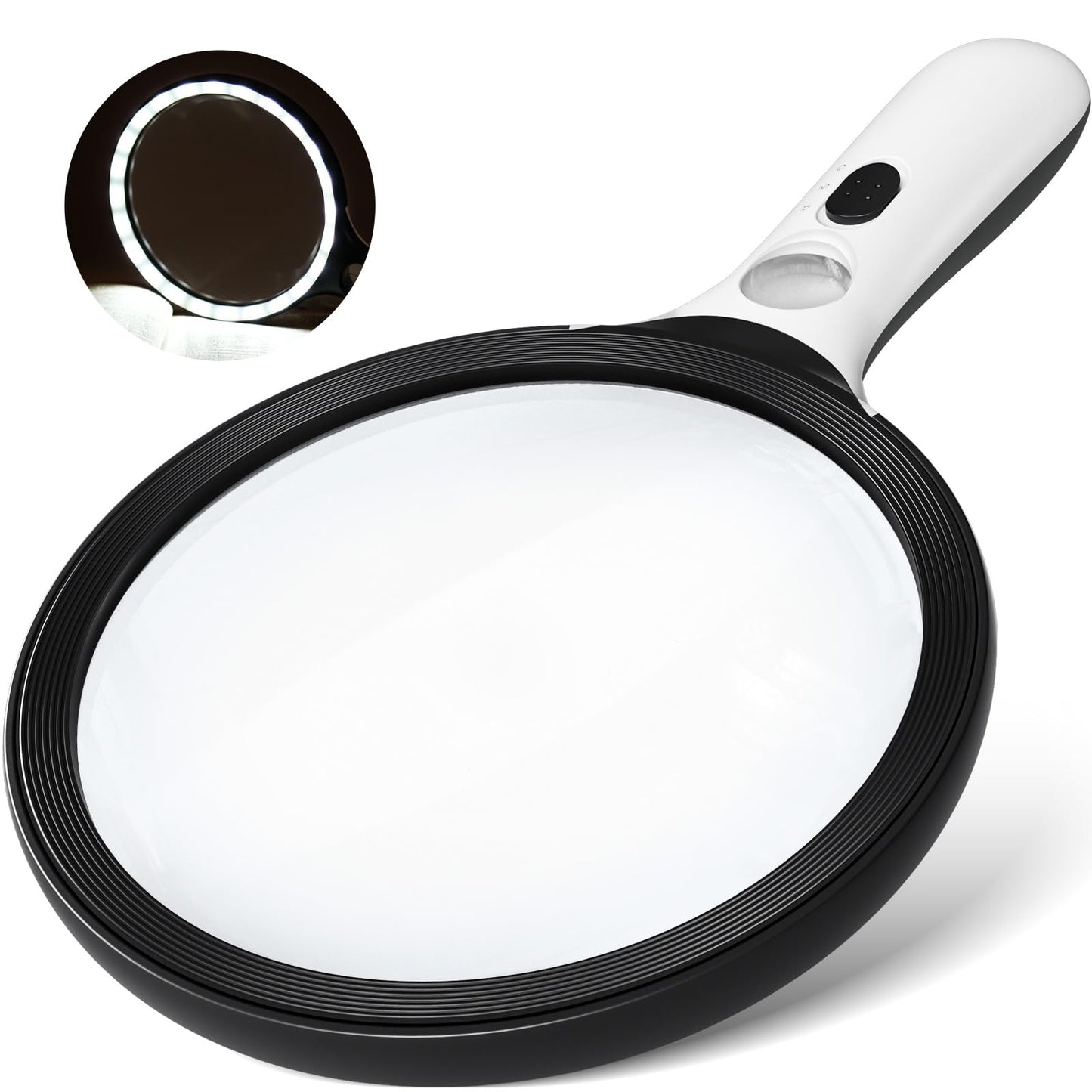 Lupe mit LED & UV Licht für Senioren & Kinder, Schwarz