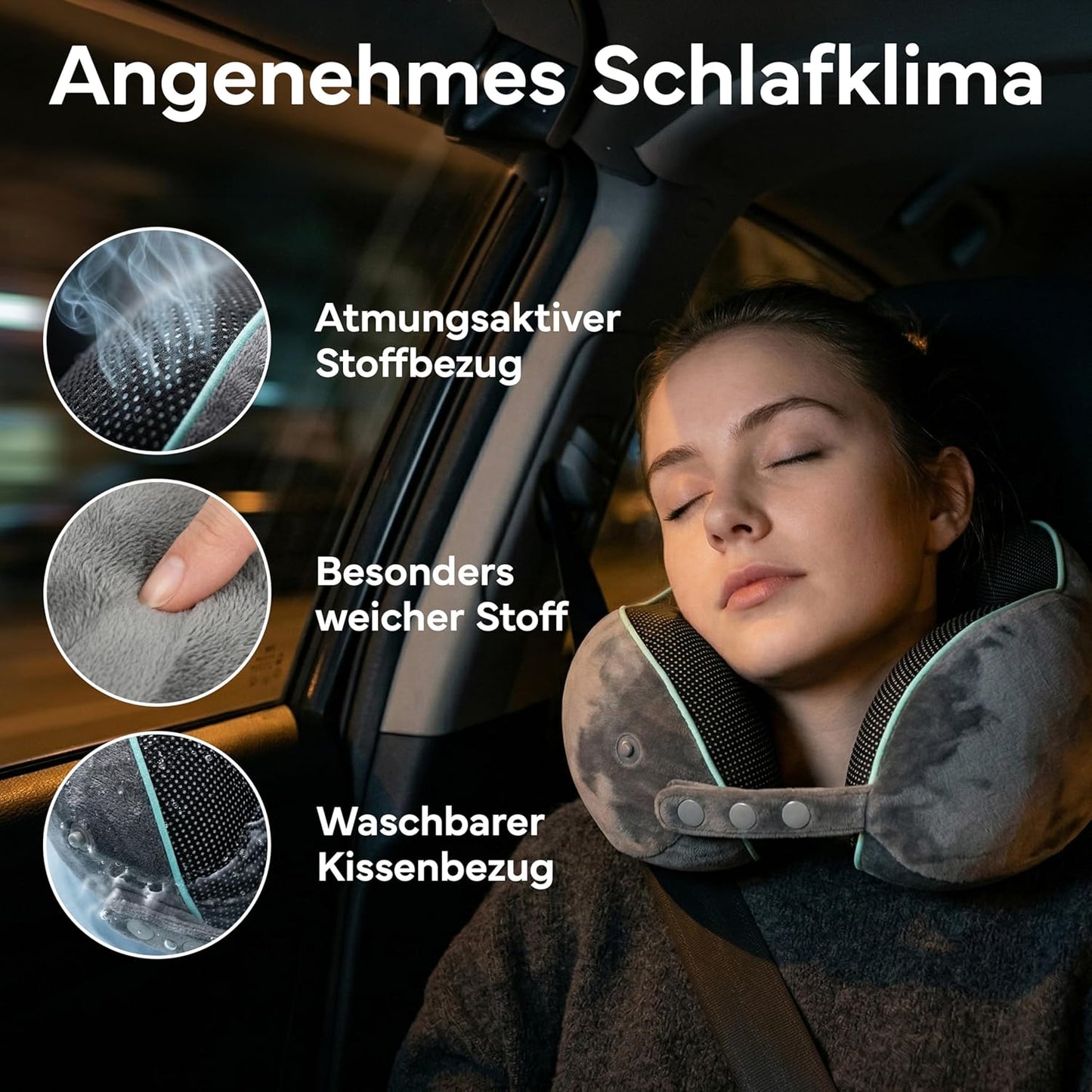 Reisekissen mit Kinnstütze, Nackenkissen Verstellbar