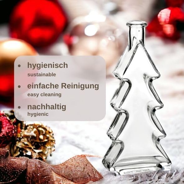Glasflaschen-Set mit Korkverschluss und Tannenbaumform, Tanne/Klar 4 Stück